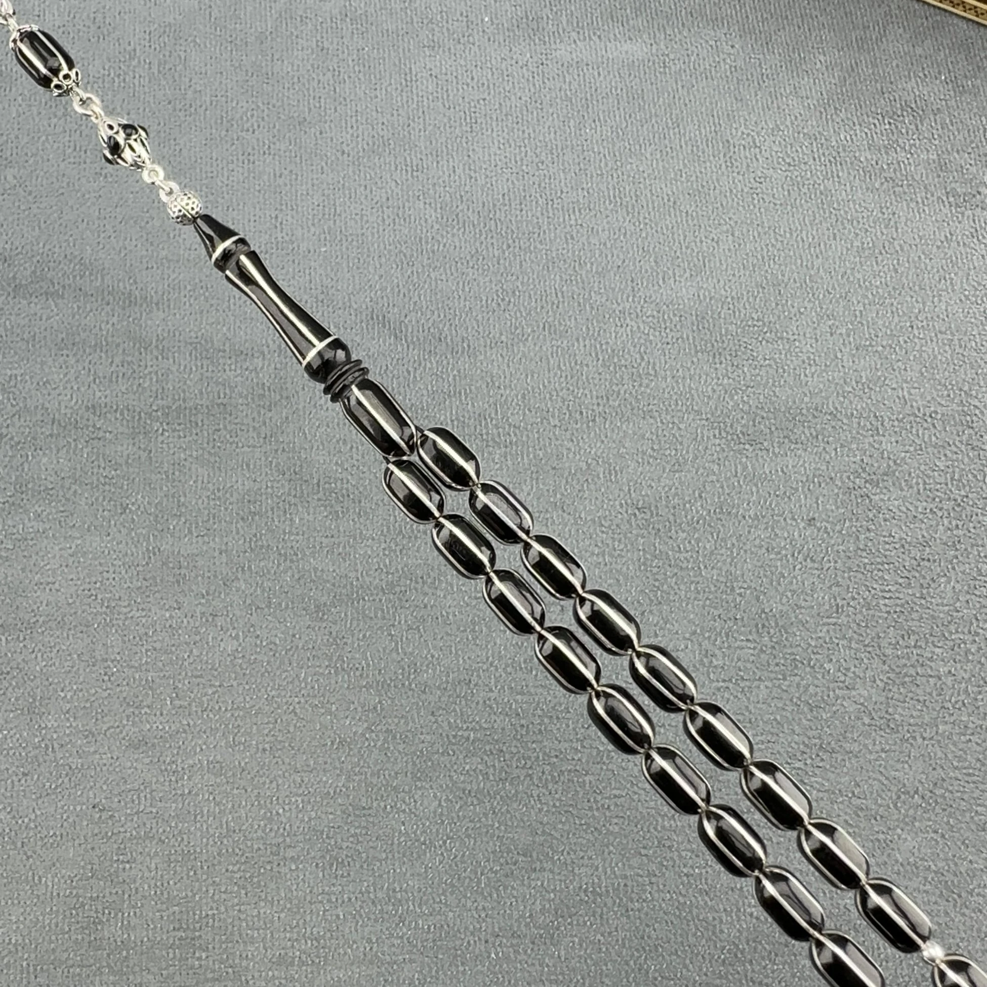 Özel Tasarım Gümüşlü İmameli Karpuz Dilim Orjinal Erzurum Oltu Taşı Tespih