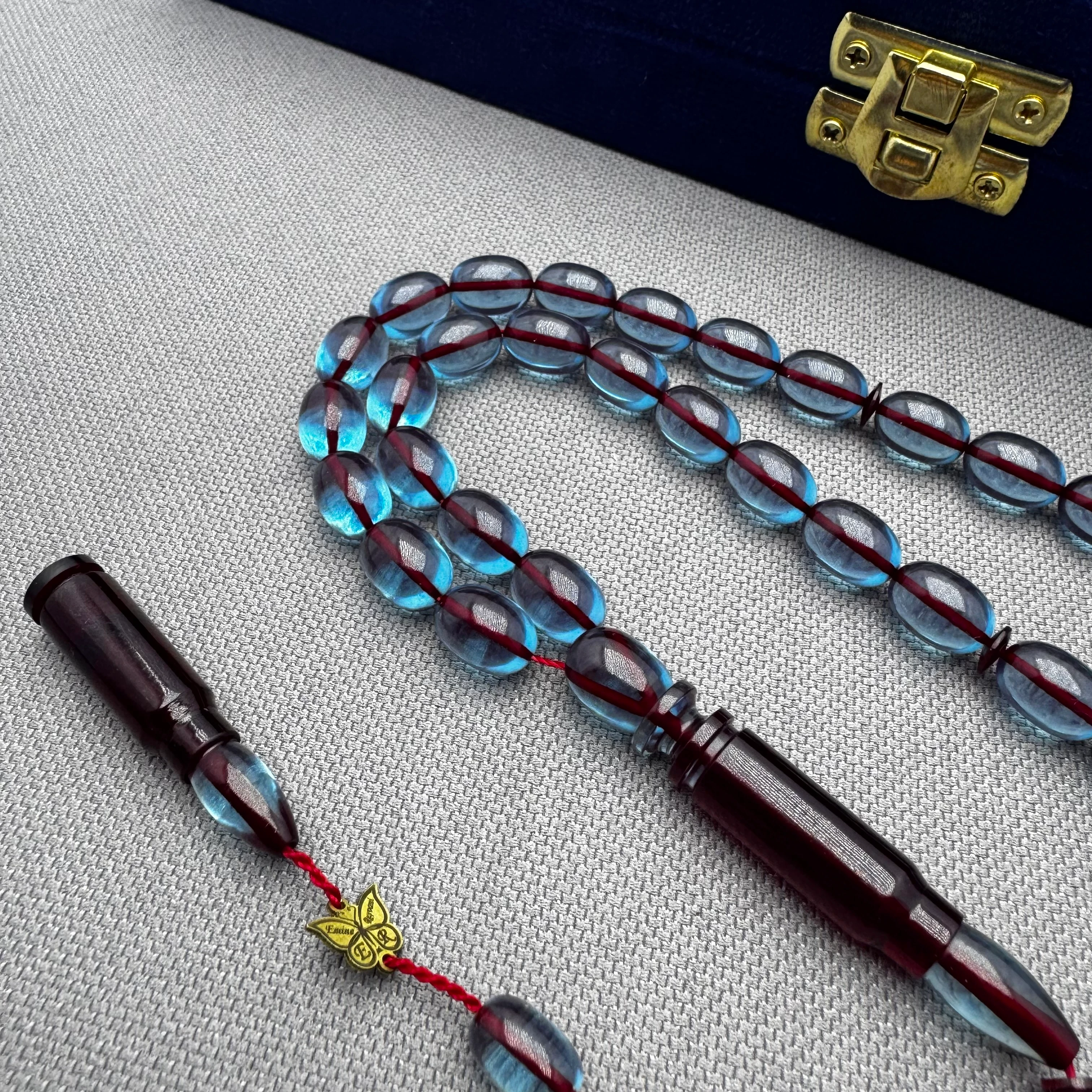 Emine REŞVANİ Usta İşçilikli Kurşun ve Mermili İmame ve Hitame Ateş Kehribar Tespih