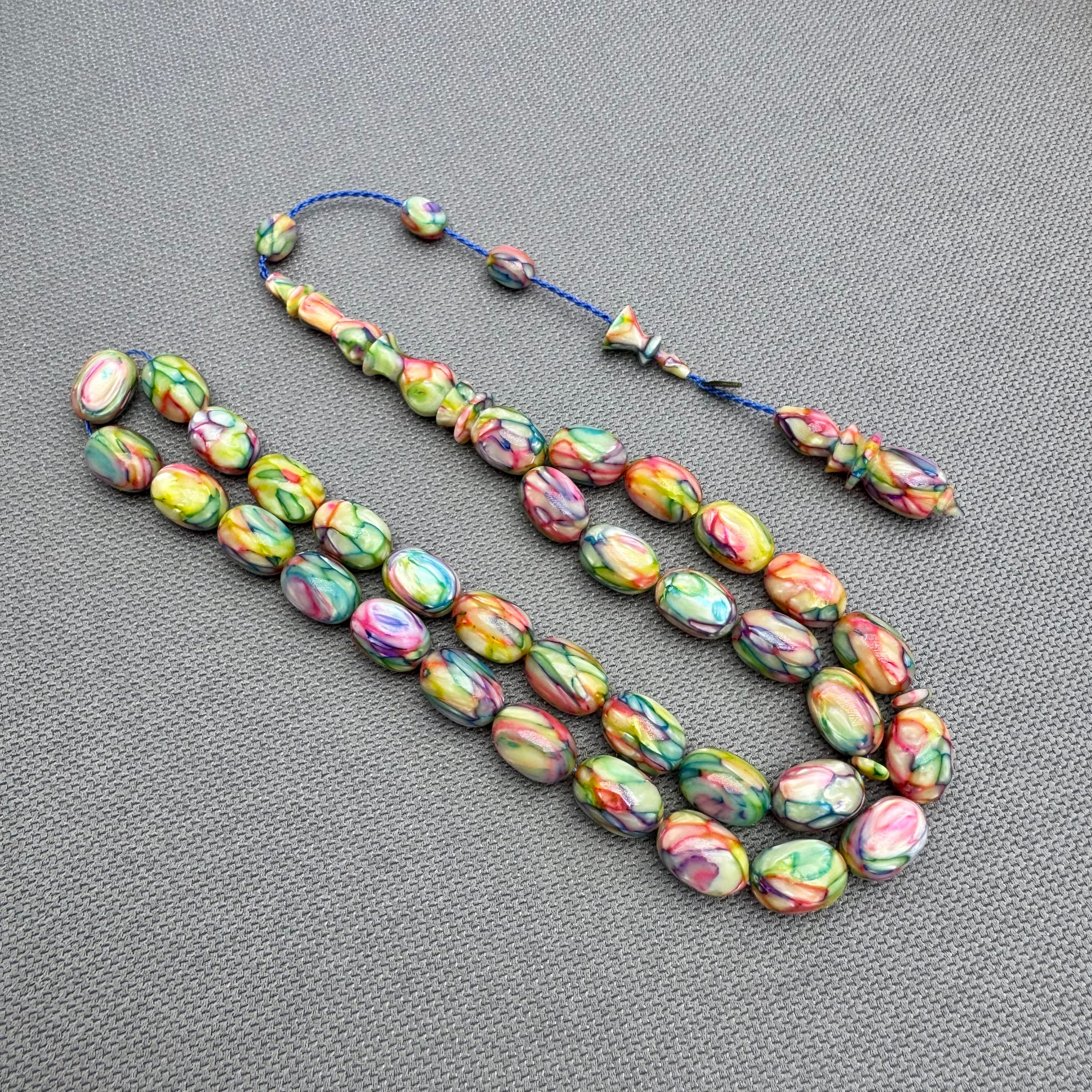 Dalgıç Usta Usta İşçilikli Özel Seri Multi Color Fransız Galalith ( Galanit ) Tespih