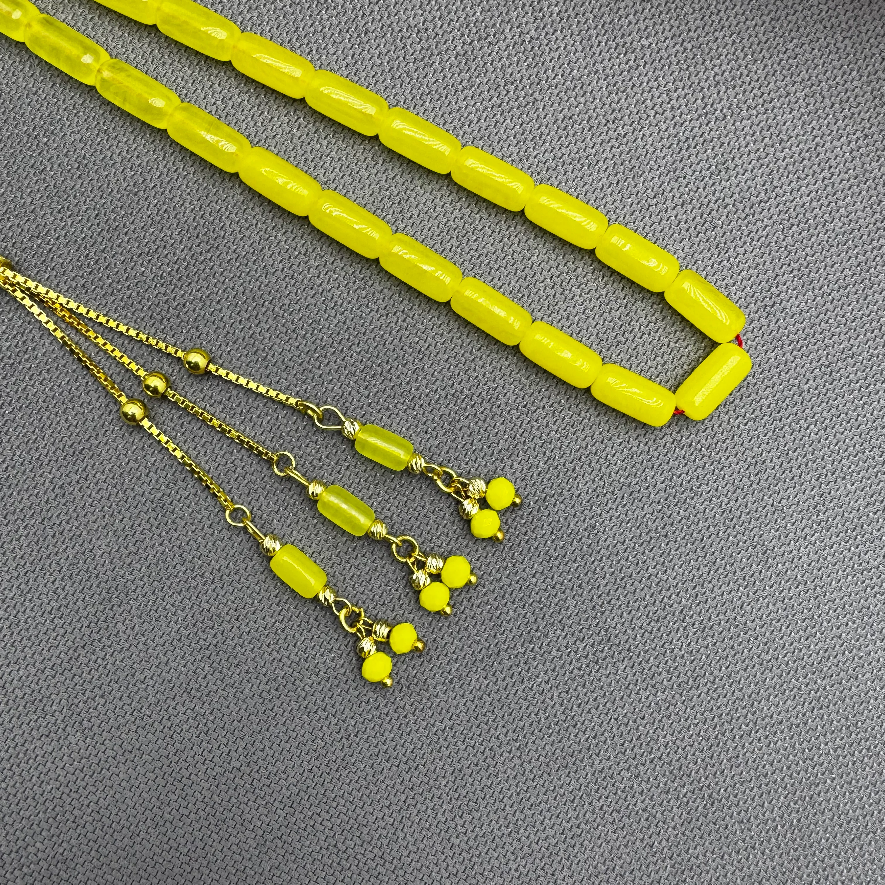 Usta İşçilikli Gümüş Zincirli Alman Bakalit Sarı Katalin Tespih