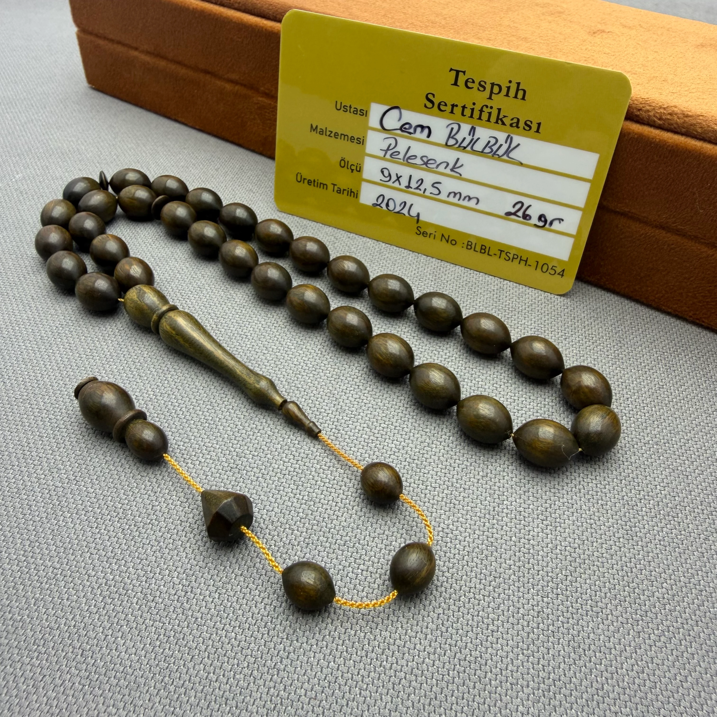 Cem BÜLBÜL Usta Özel İşçilikli Pırlanta İmzalı Pelesenk Ağacı Tespih