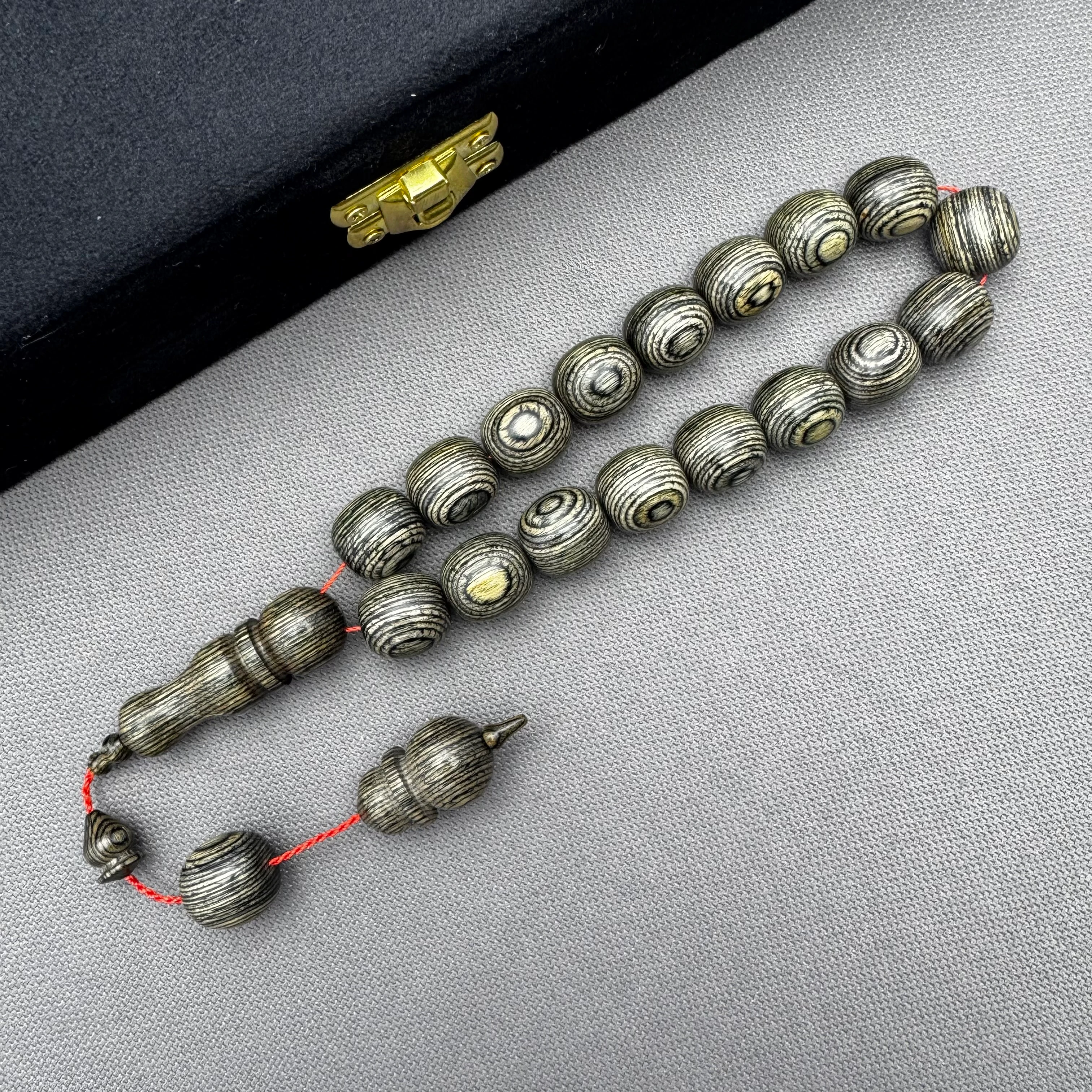 Gri Doğal Ağaç Dokulu Kafur Ağacı Efe Maskot Tespih