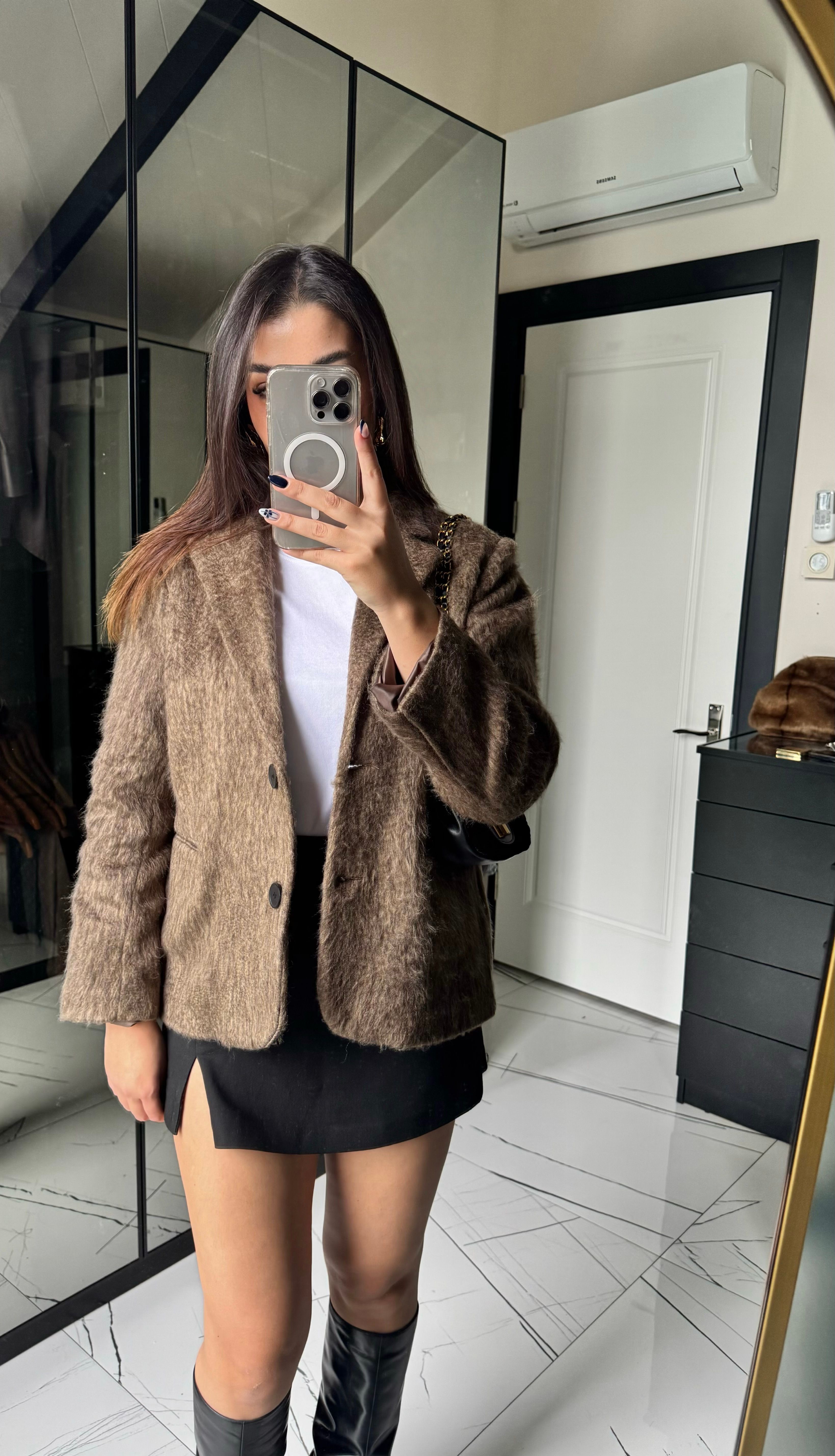 Vizon Kaşe Kırçıllı Blazer Ceket