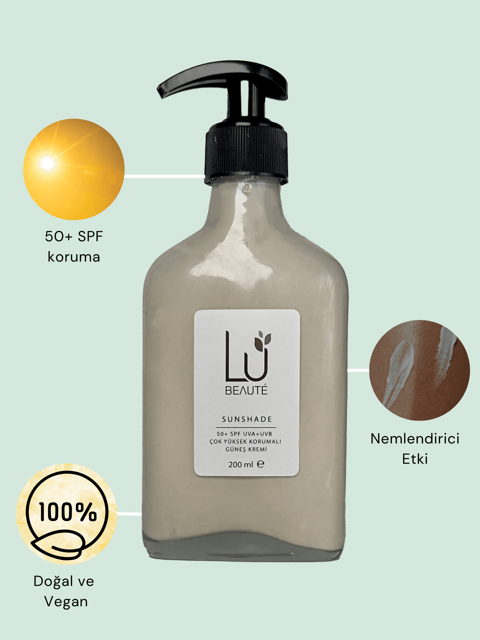 SUNSHADE 50+SPF UVA + UVB ÇOK YÜKSEK KORUMALI GÜNEŞ KREMİ