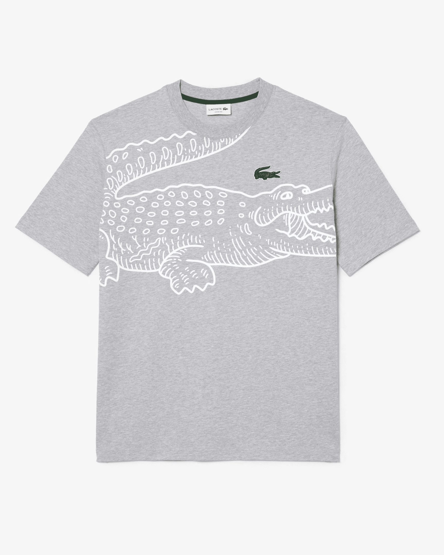 Crocodile Print Tişört - Gri
