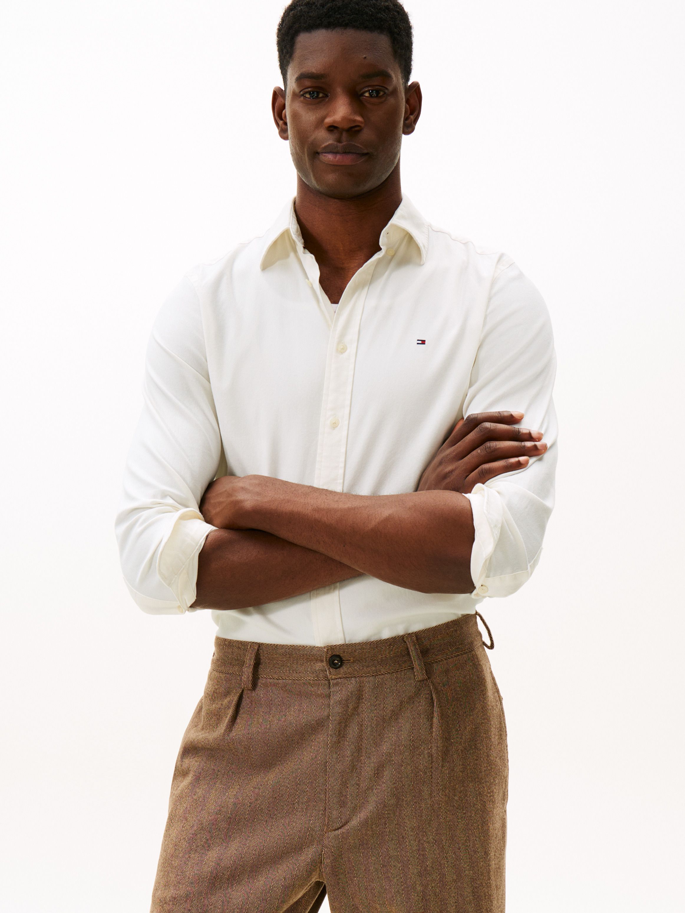 Flag Logo Kadife Gömlek - Beyaz