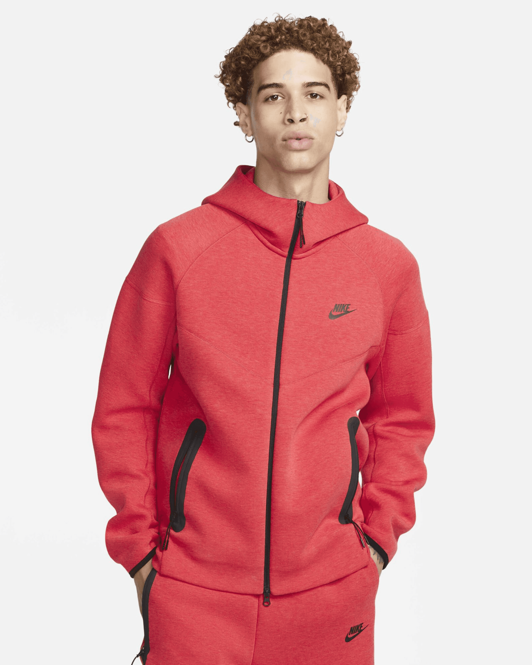 Tech Fleece Full-Zip Hoodie - Kırmızı