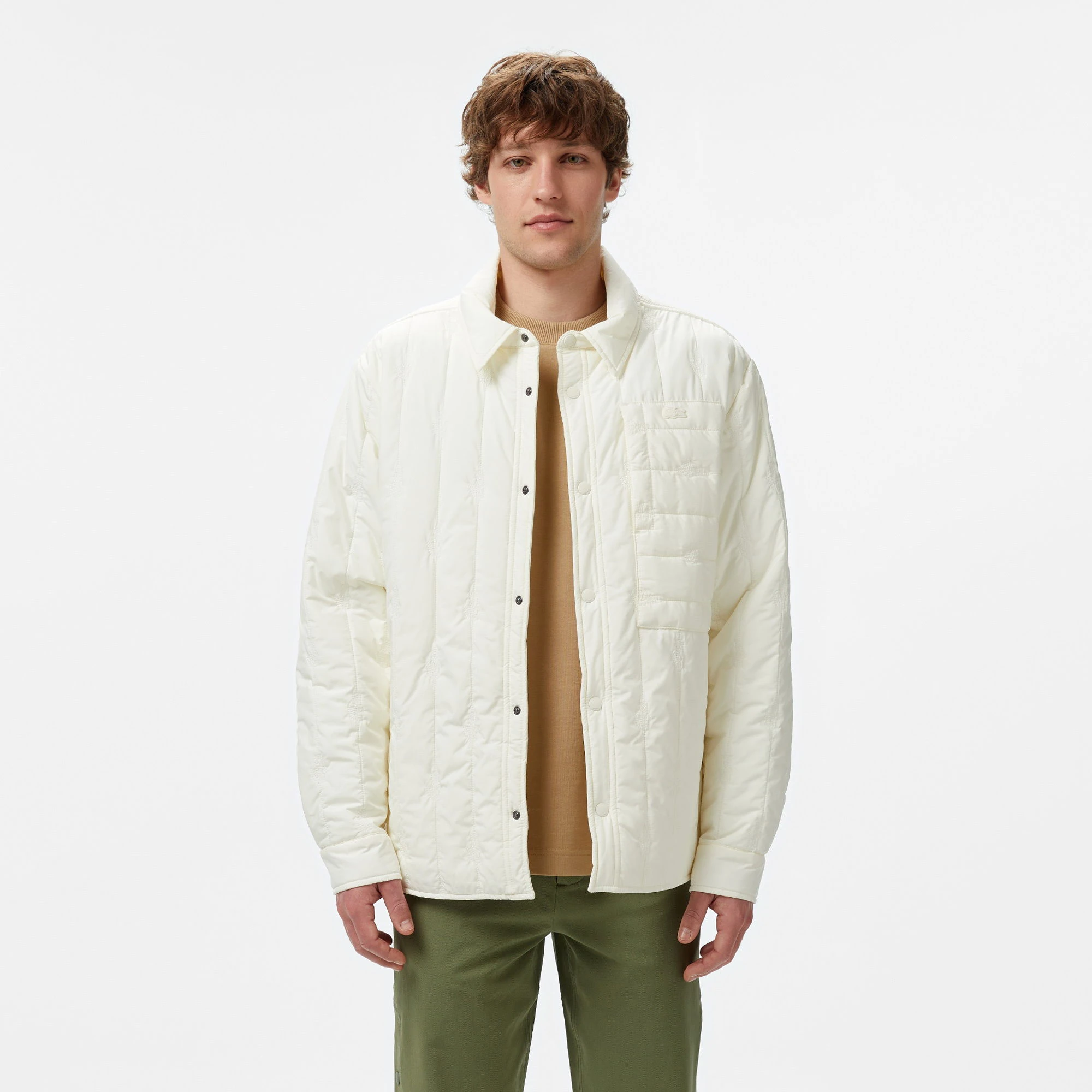 Gömlek Yaka Desenli Ceket - Beyaz