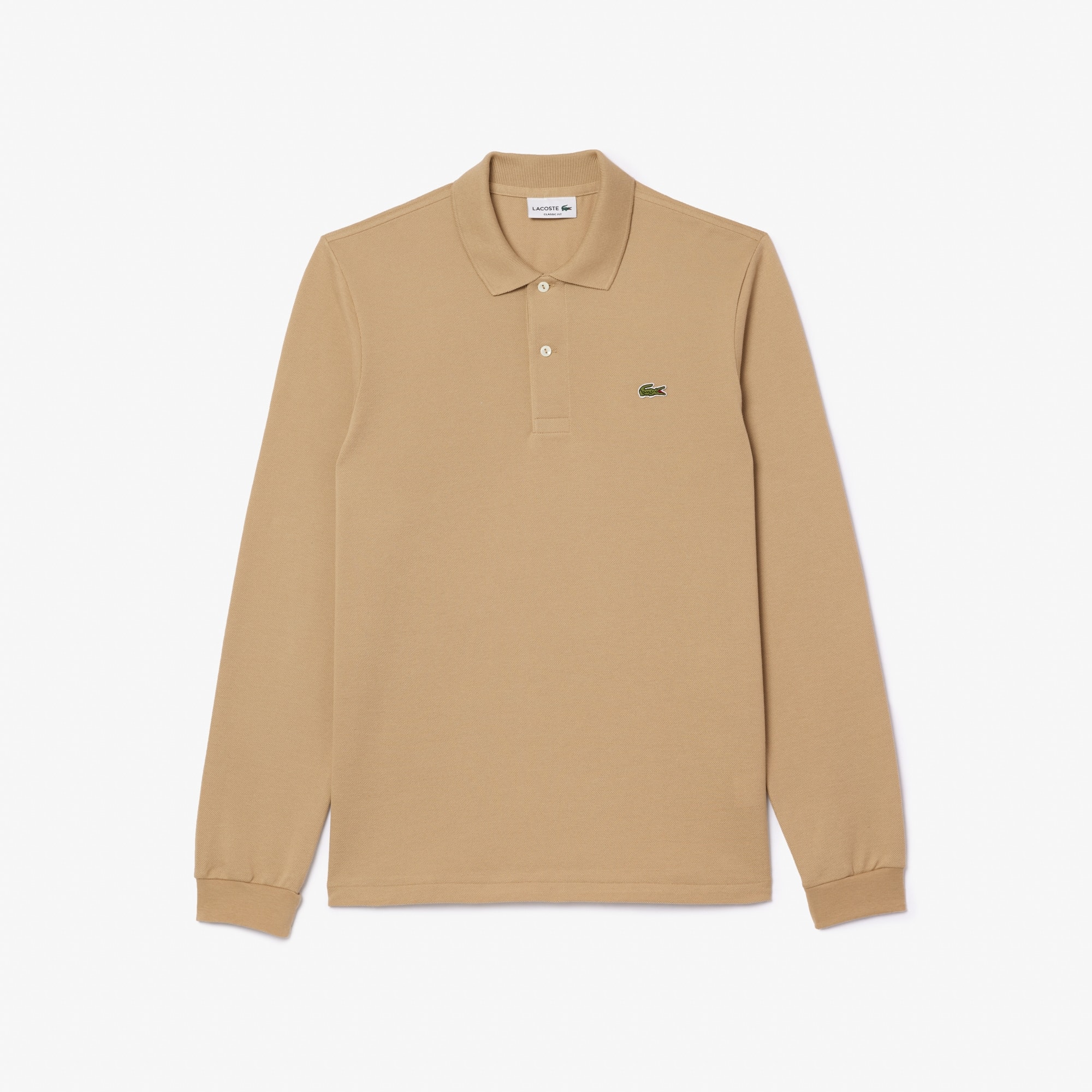 Classic Fit Uzun Kollu Polo Tişört - Bej