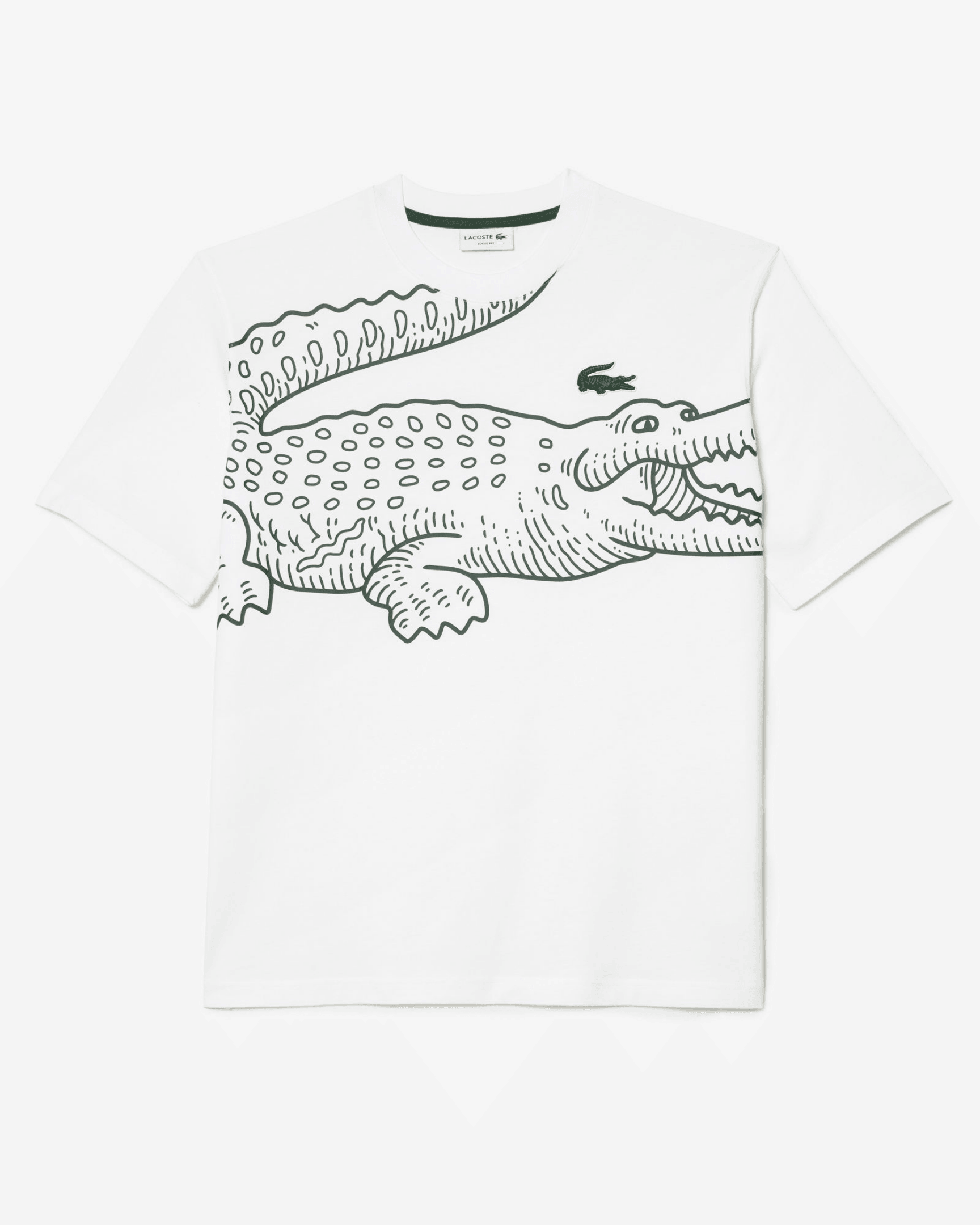 Crocodile Print Tişört - Beyaz