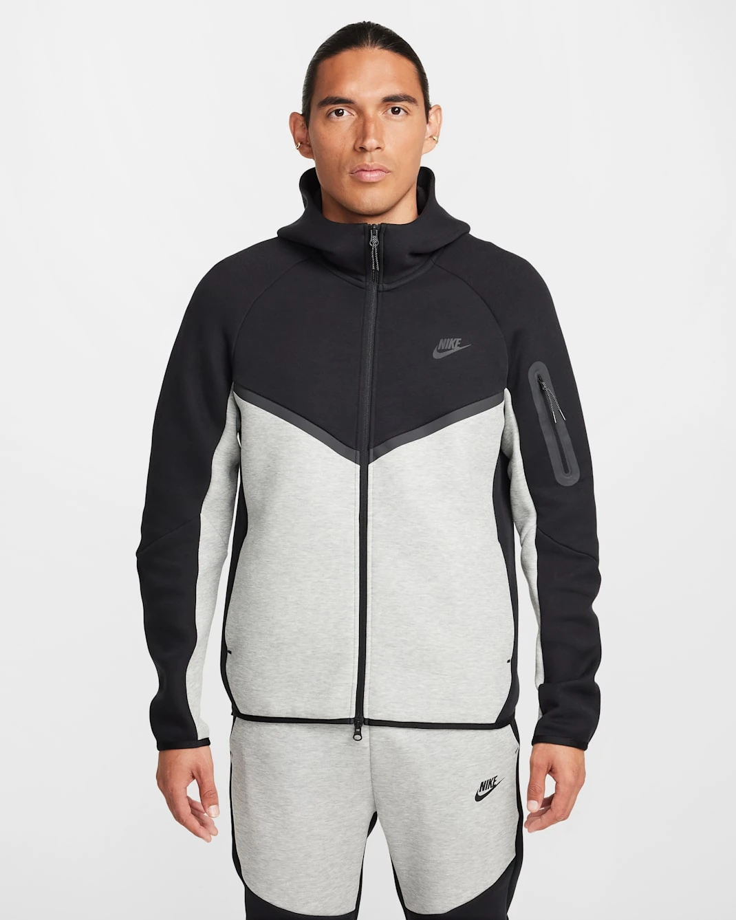 Tech Fleece Full-Zip Hoodie - Siyah ve Gri