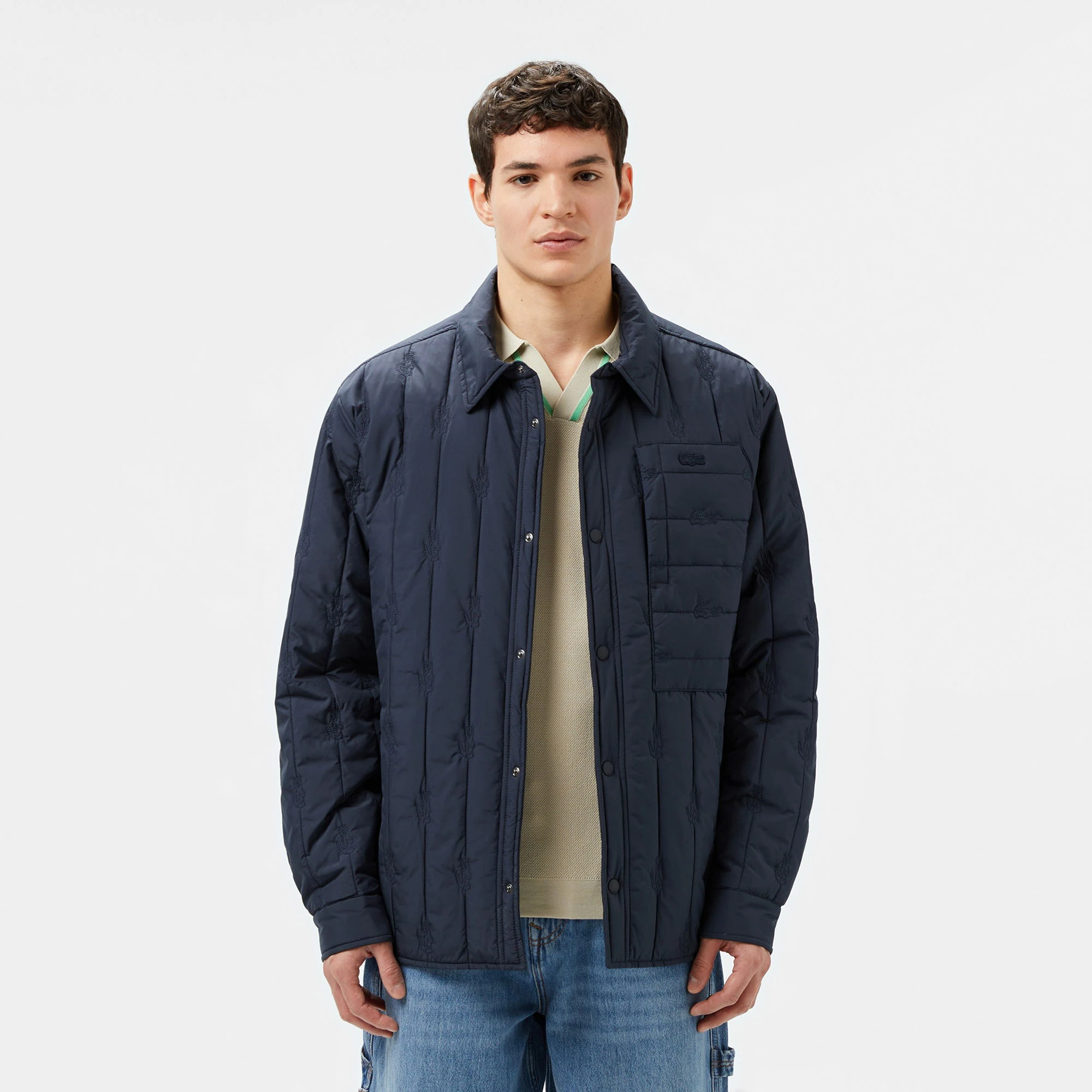 Gömlek Yaka Desenli Ceket - Lacivert