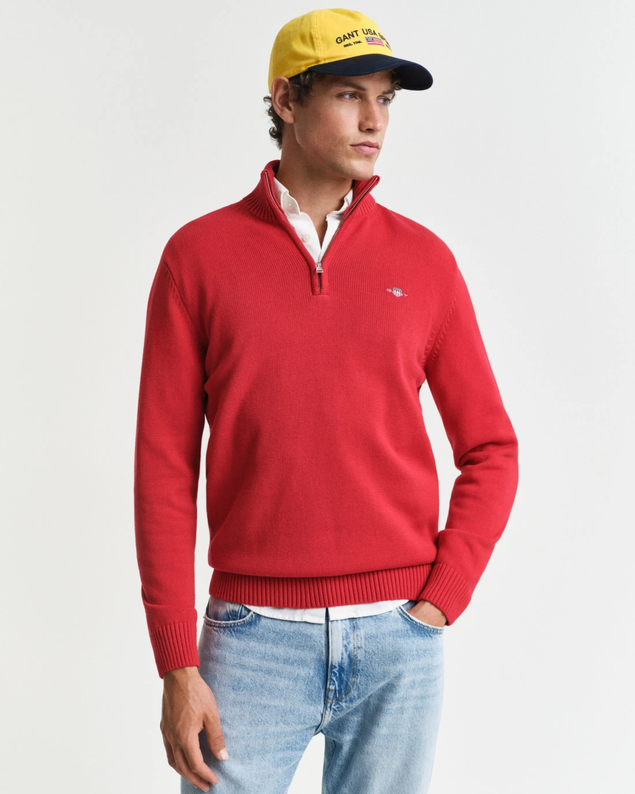 Yarım Fermuarlı Kazak - Kırmızı