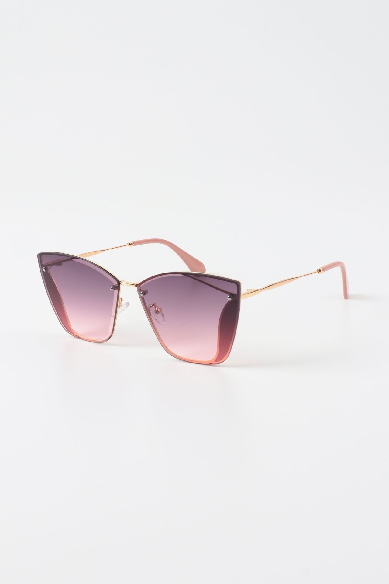 Metal Geometrik Cateye Güneş Gözlüğü - Lila