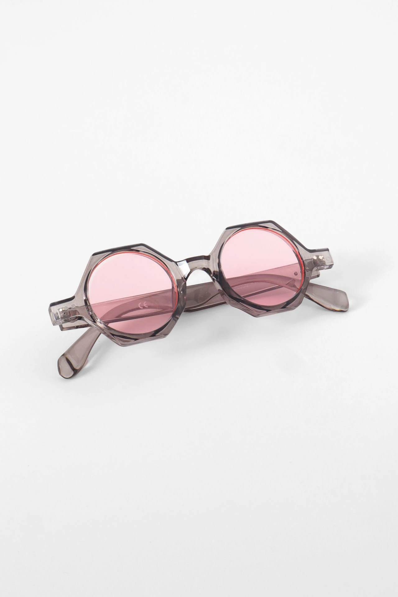 Altıgen Tasarım Güneş Gözlüğü - Gri Pembe