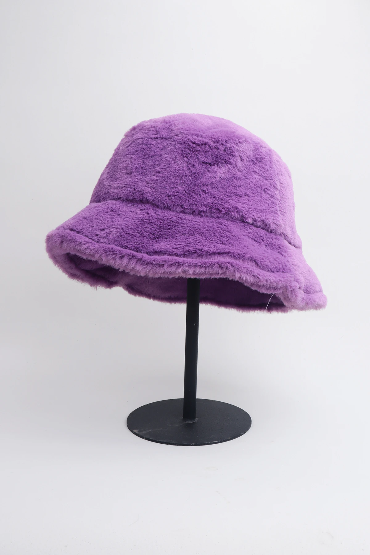Mor Peluş Bucket Kova Şapka
