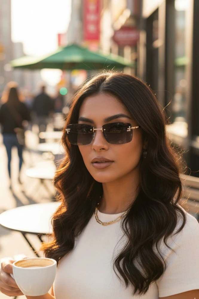 Ferix Dikdörtgen Metal Tasarım Güneş Gözlüğü - Siyah Degrade