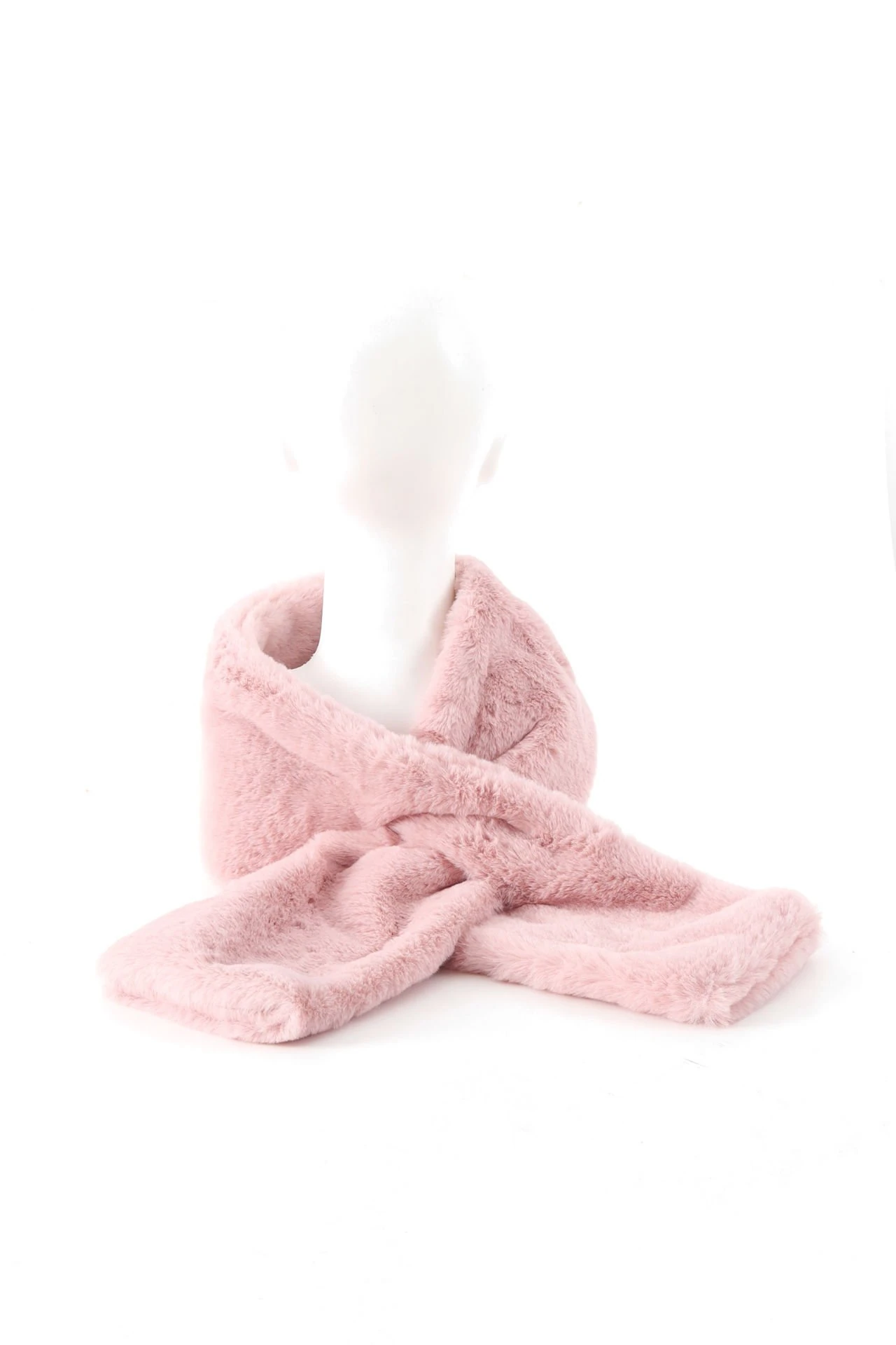 Pembe Suni Kürk Peluş Kaşkol Boyunluk Atkı