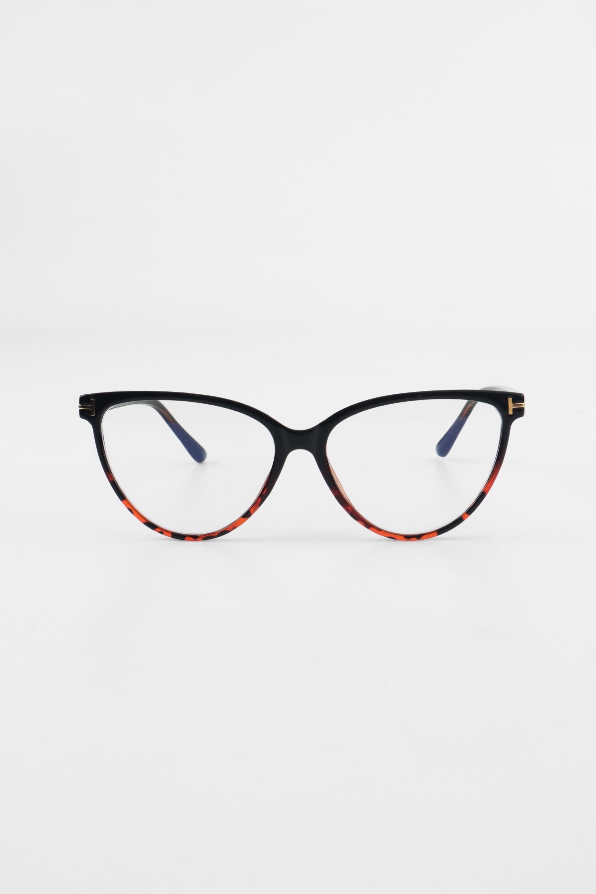 Tiox Cateye Siyah Leopar Çerçeve Mavi Işık Koruyucu Gözlük - Blue Block Lens