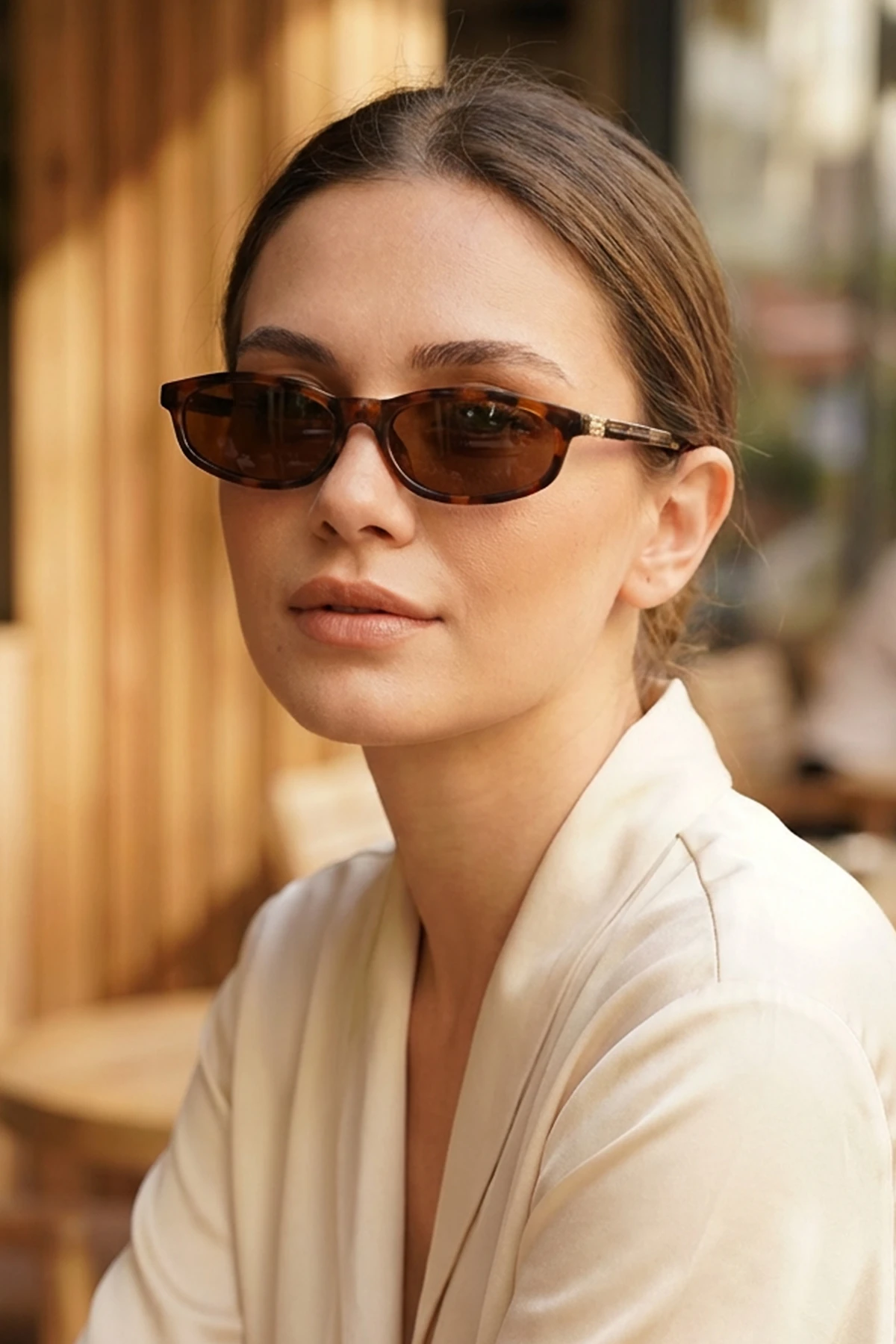 Melon Geometrik İnce Güneş Gözlüğü - Leopar