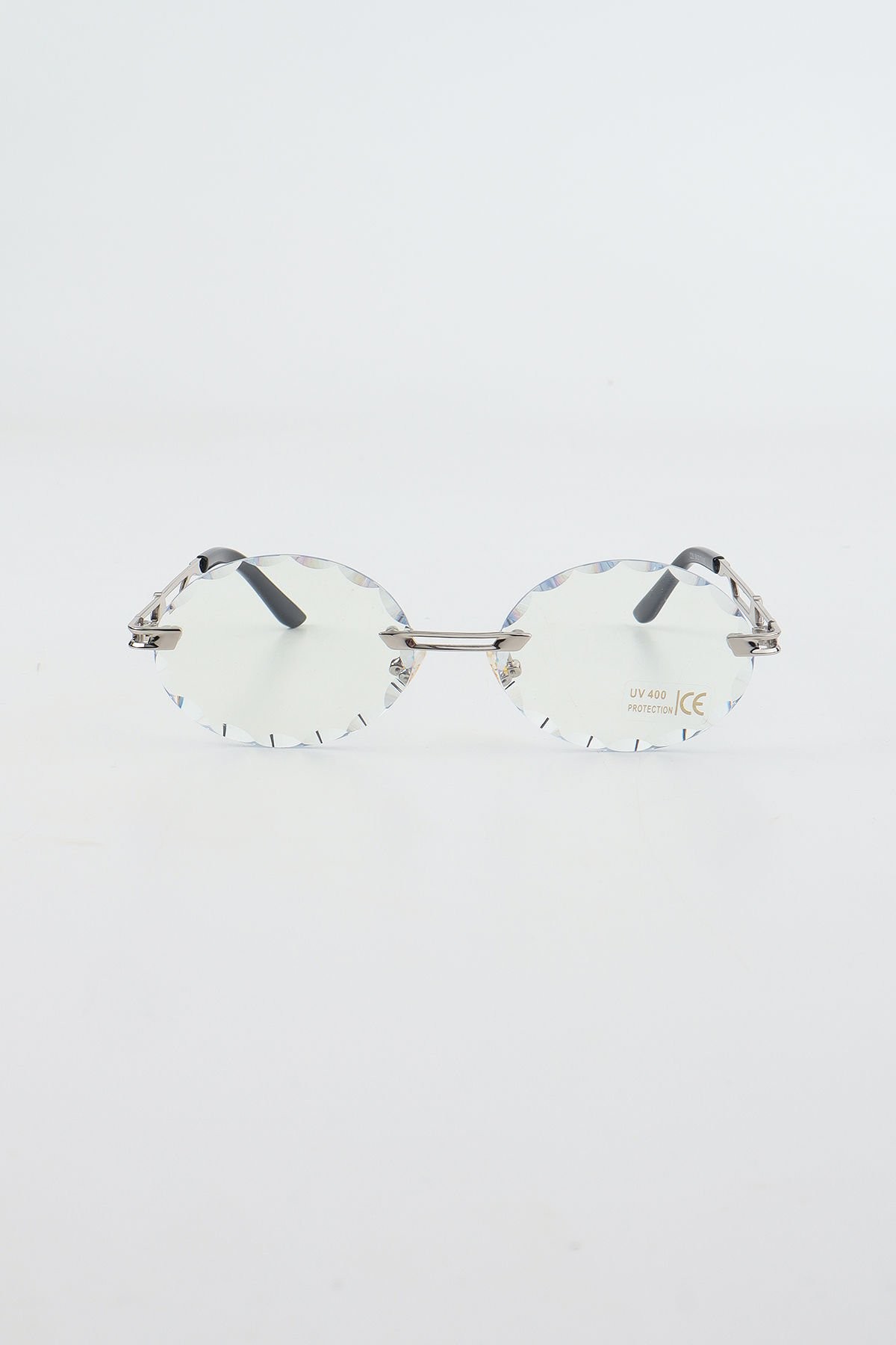 Lenoa Kristal Kesim Oval Çerçeve Mavi Işık Koruyucu Gözlük - Blue Block Lens - Şeffaf Gümüş