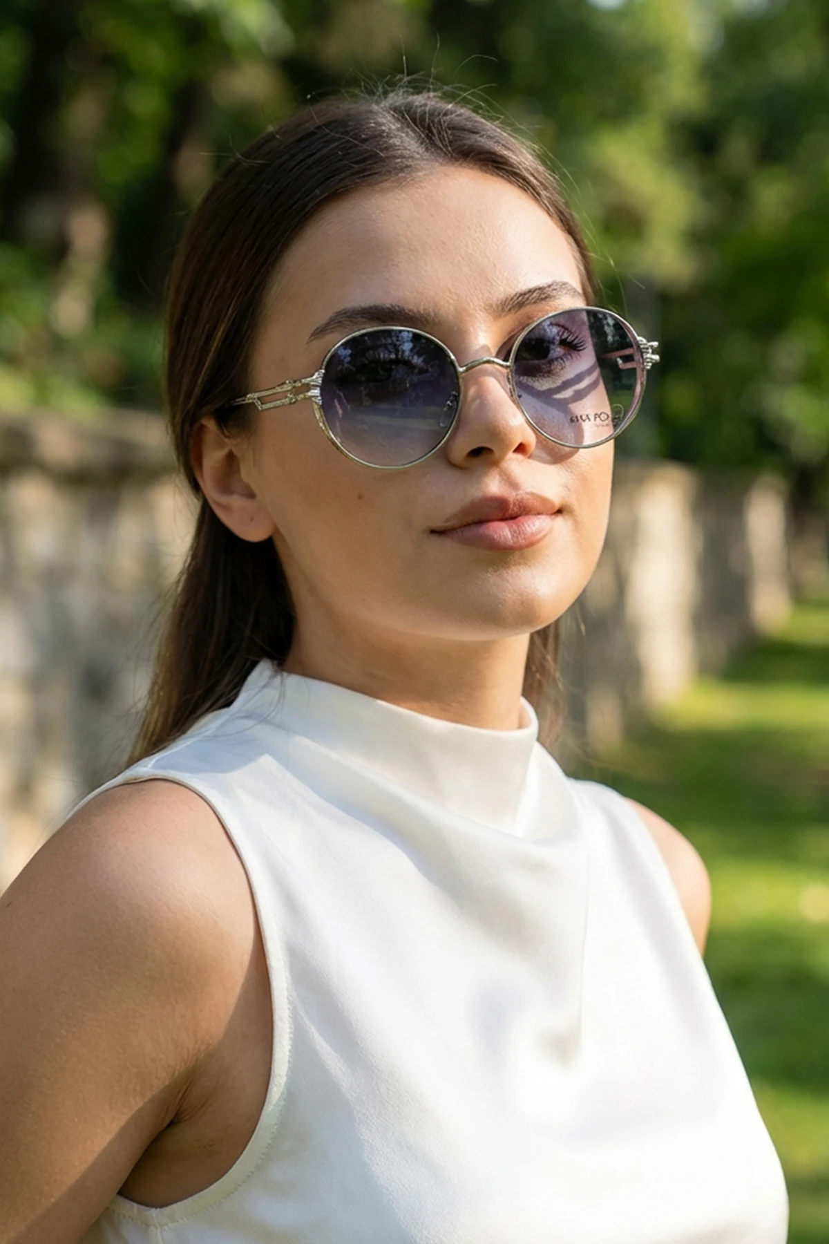 Metal Tasarım Yuvarlak Unisex Güneş Gözlüğü - Degrade