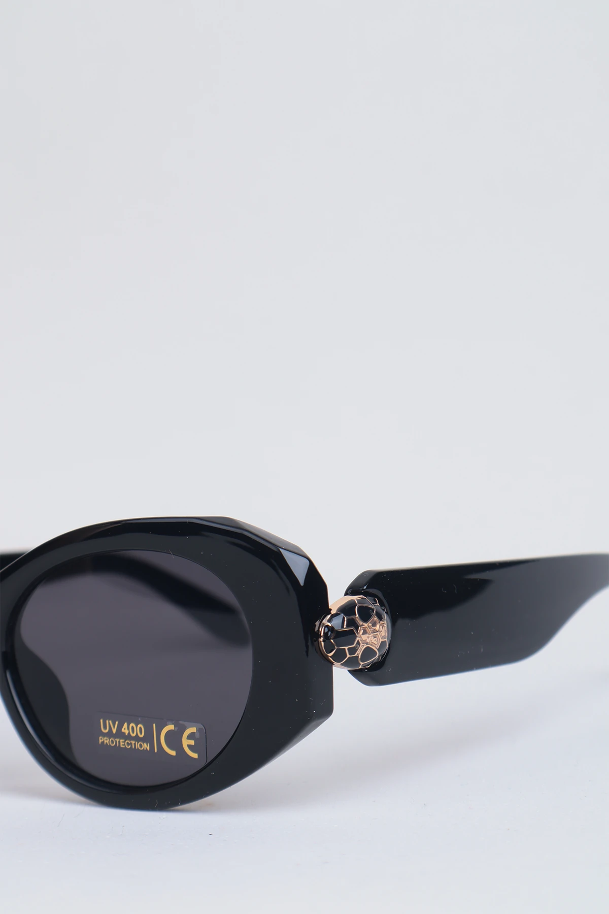 Solea Yılan Sembol Detaylı Asetat Çeçreve Premium Kadın Güneş Gözlüğü - Siyah