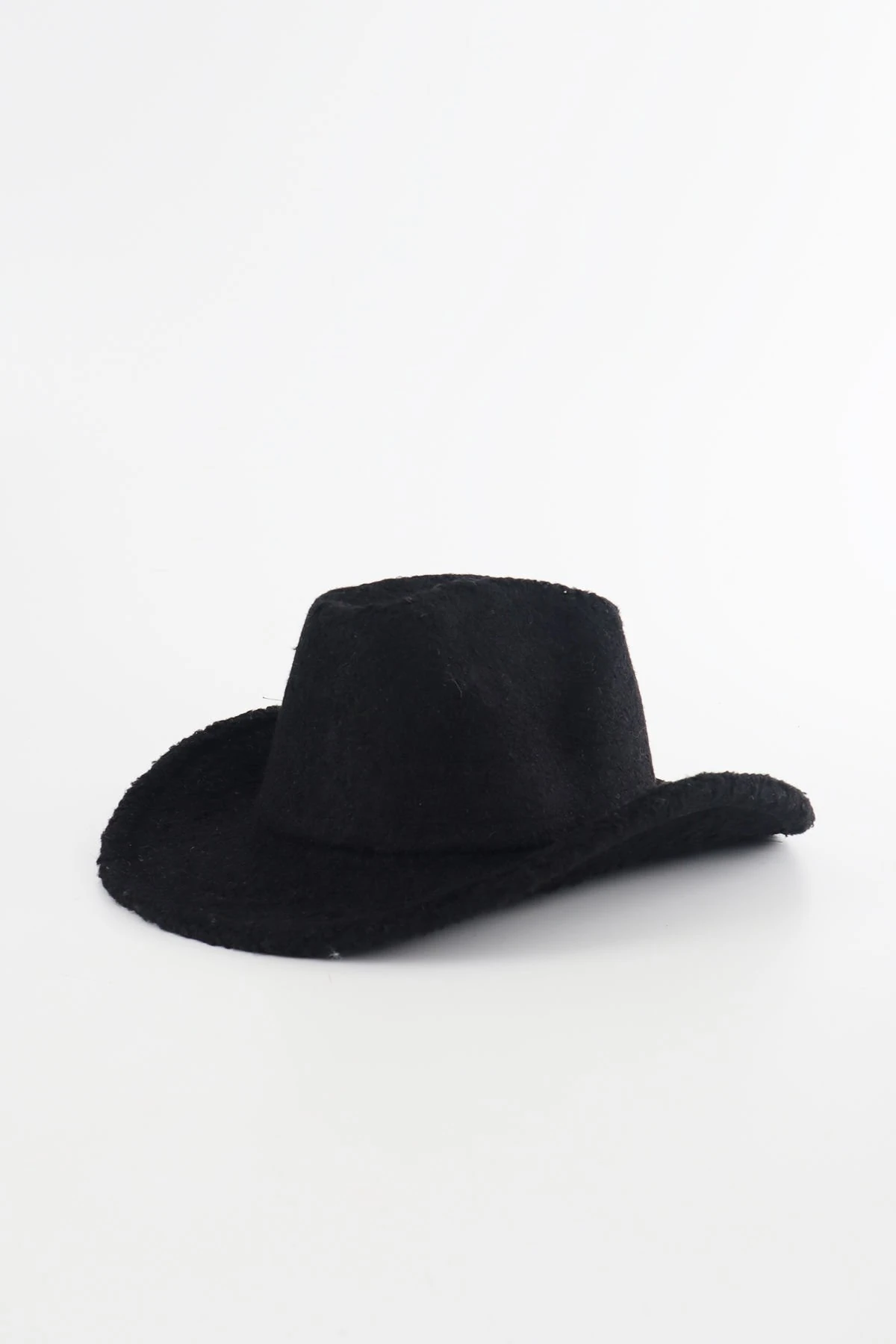 Peluş Kovboy Fötr Şapka - Siyah