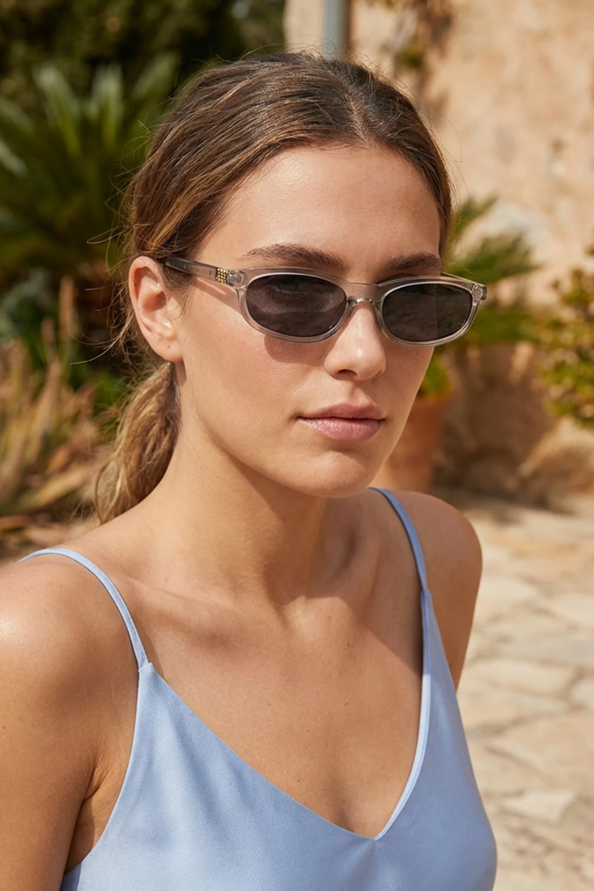 Melon Geometrik İnce Güneş Gözlüğü - Gri