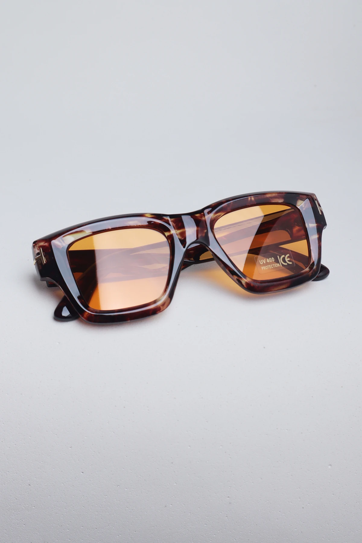 Toypo Kemik Tasarım Güneş Gözlüğü Leopar Çerçeve - Turuncu Cam