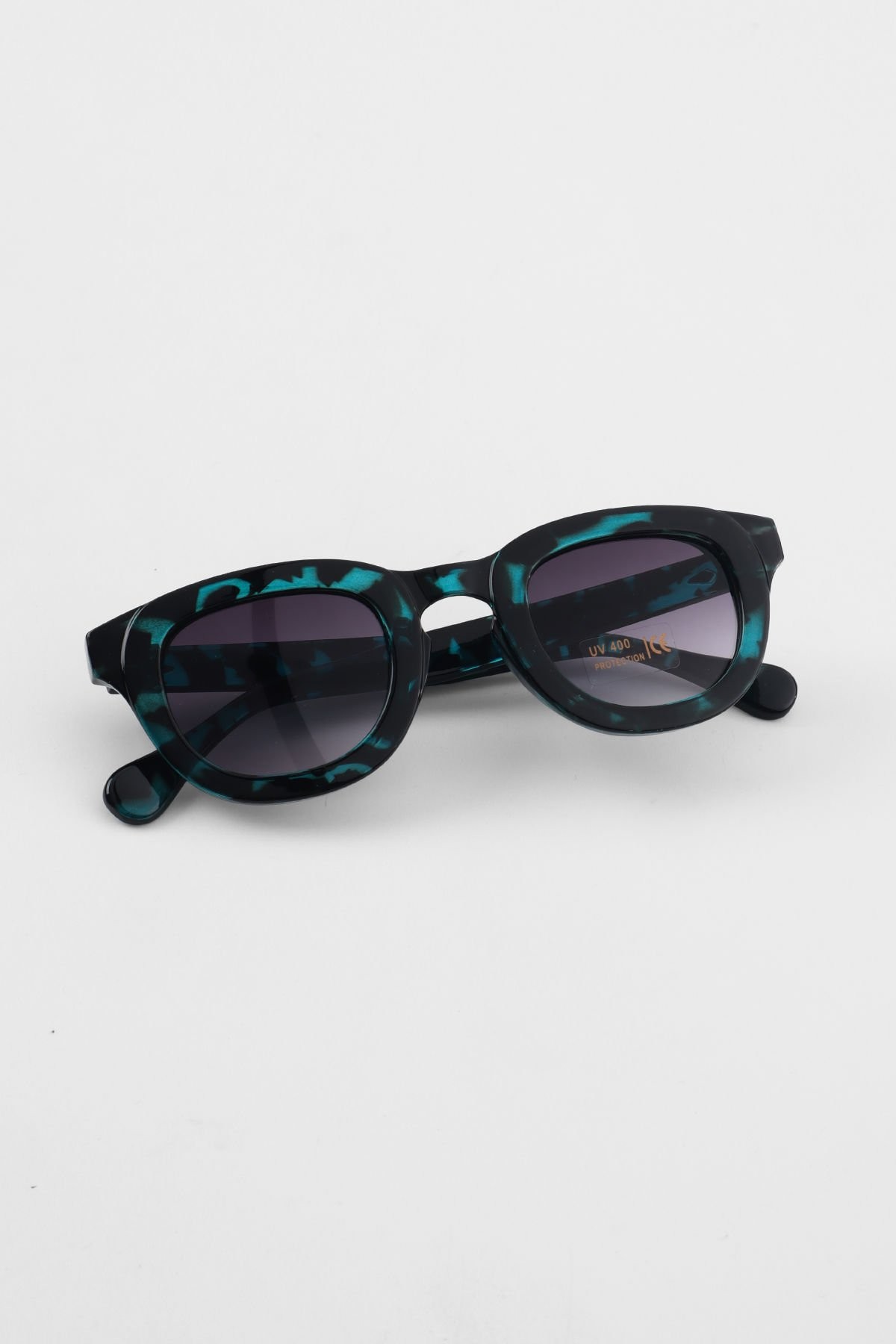 Alpha Oval Kemik Çerçeve Unisex Güneş Gözlüğü - Mavi Leopar