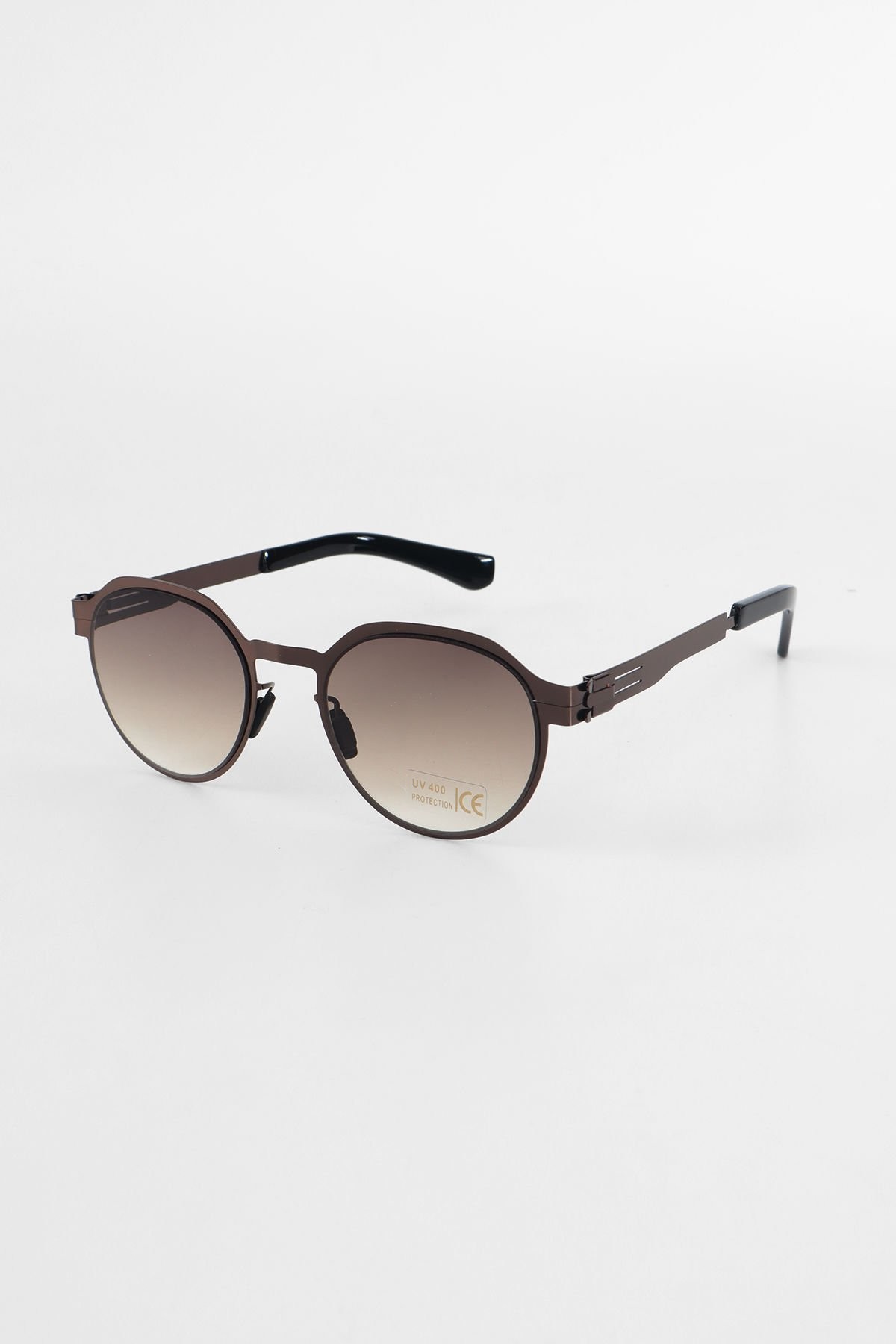 Trox Oval Metal Çerçeve Unisex Güneş Gözlüğü - Kahverengi Cam