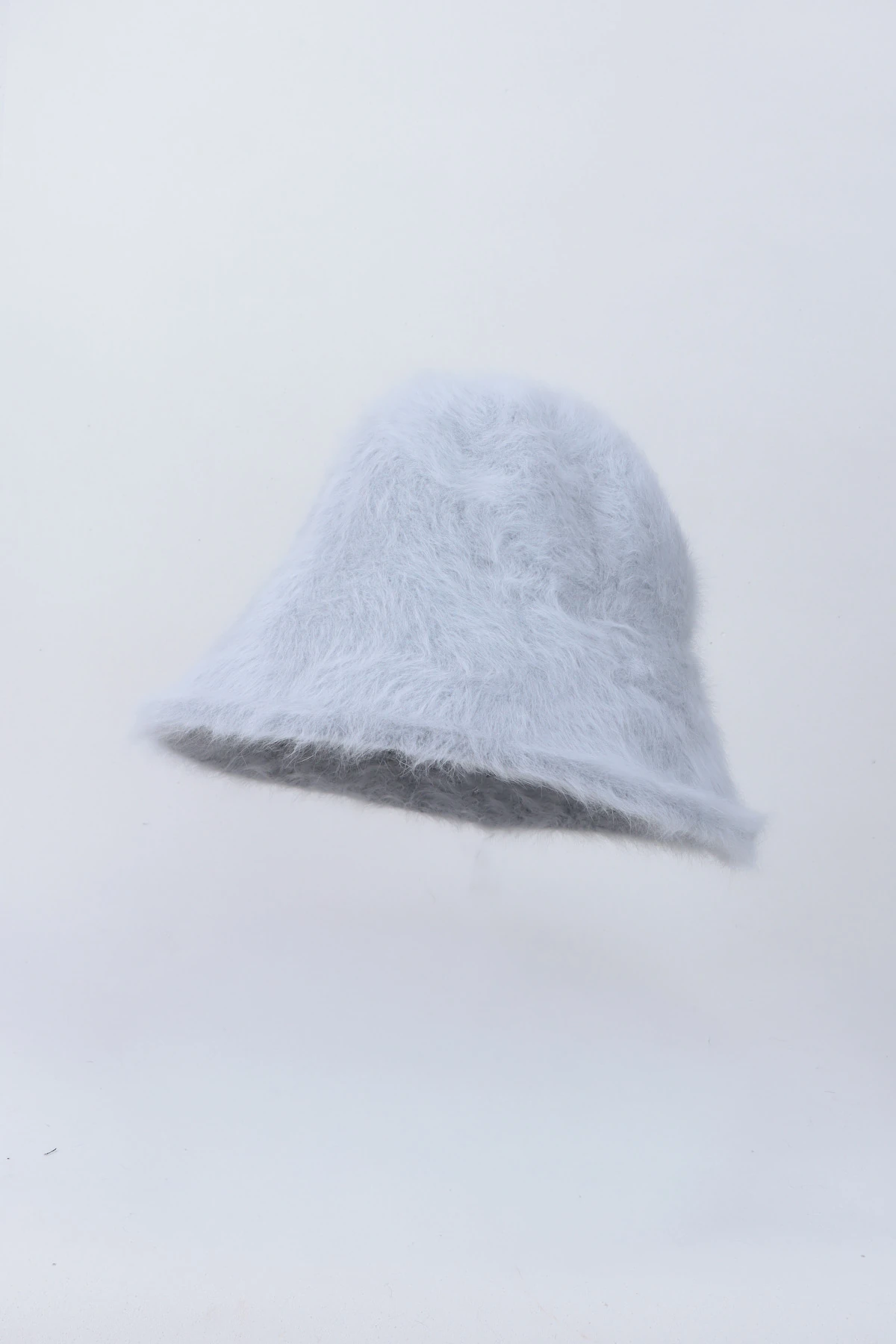 Yünlü Bucket Çan Angora Çan Şapka - Gri