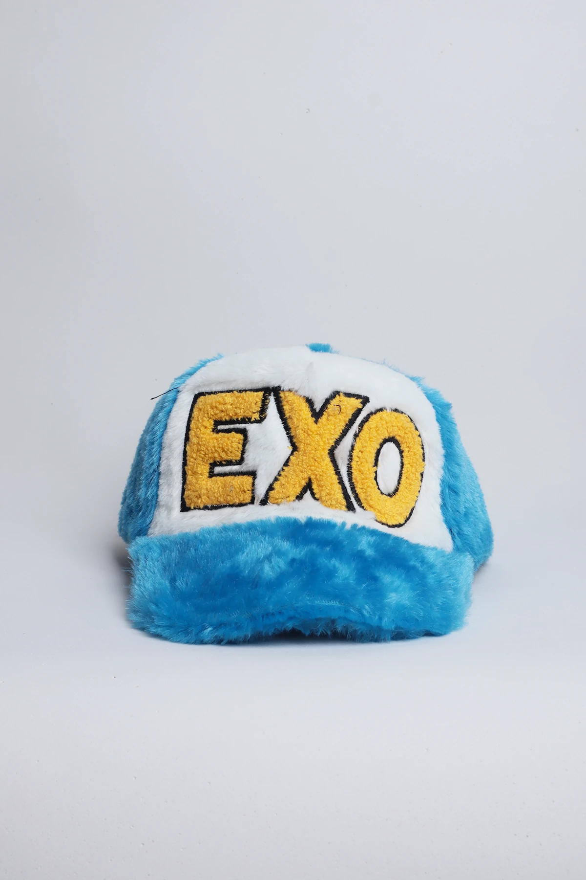 Exo Nakışlı Peluş Mavi Şapka