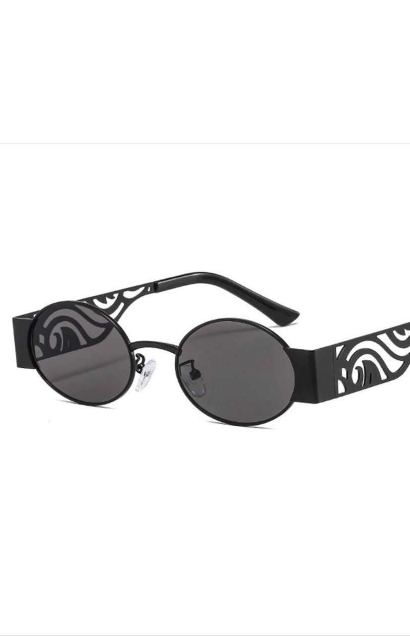 Giveo Siyah Oval Metal Güneş Gözlüğü