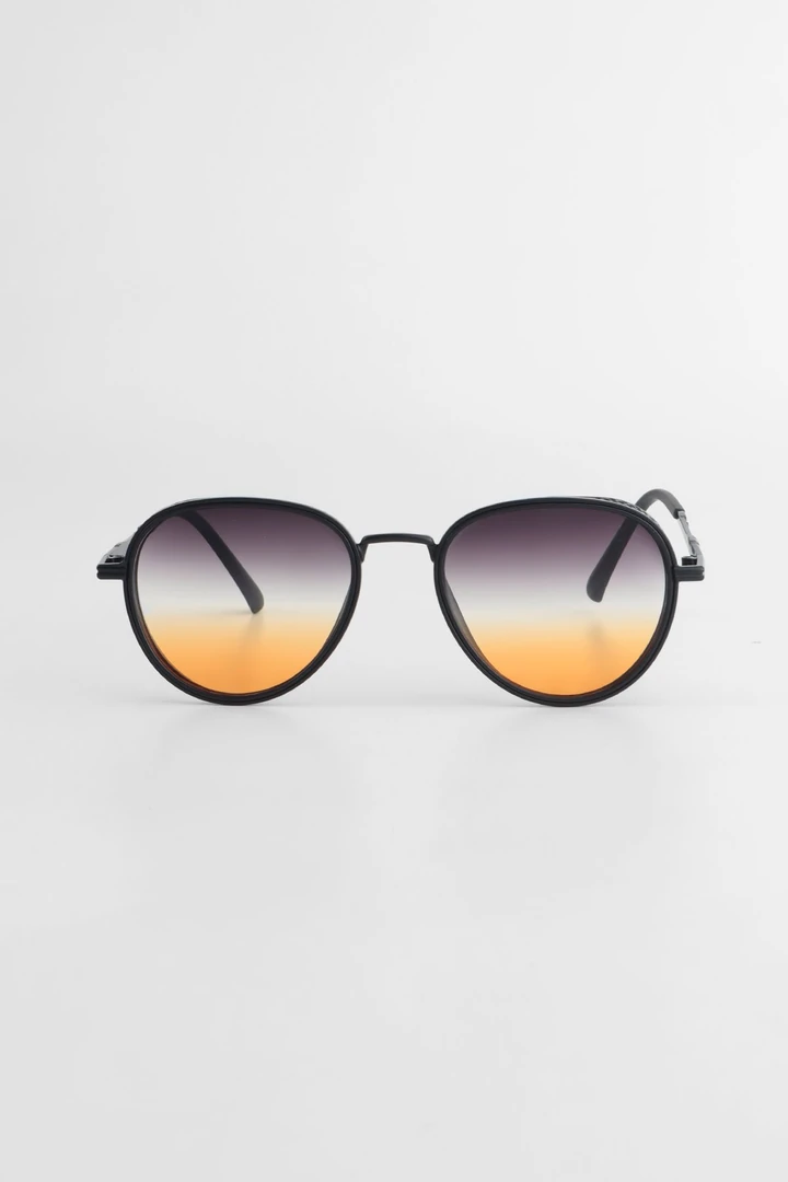 Berinda Oval Metal Kenarlı Güneş Gözlüğü - Siyah Turuncu