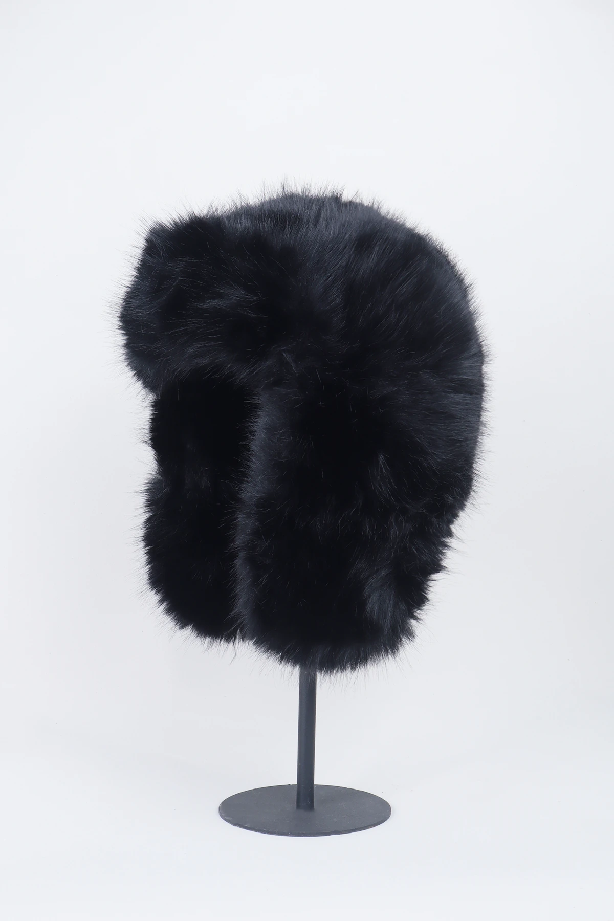 Siyah İthal Pilot Şapka Suni Kürk Ekstra Kabarık