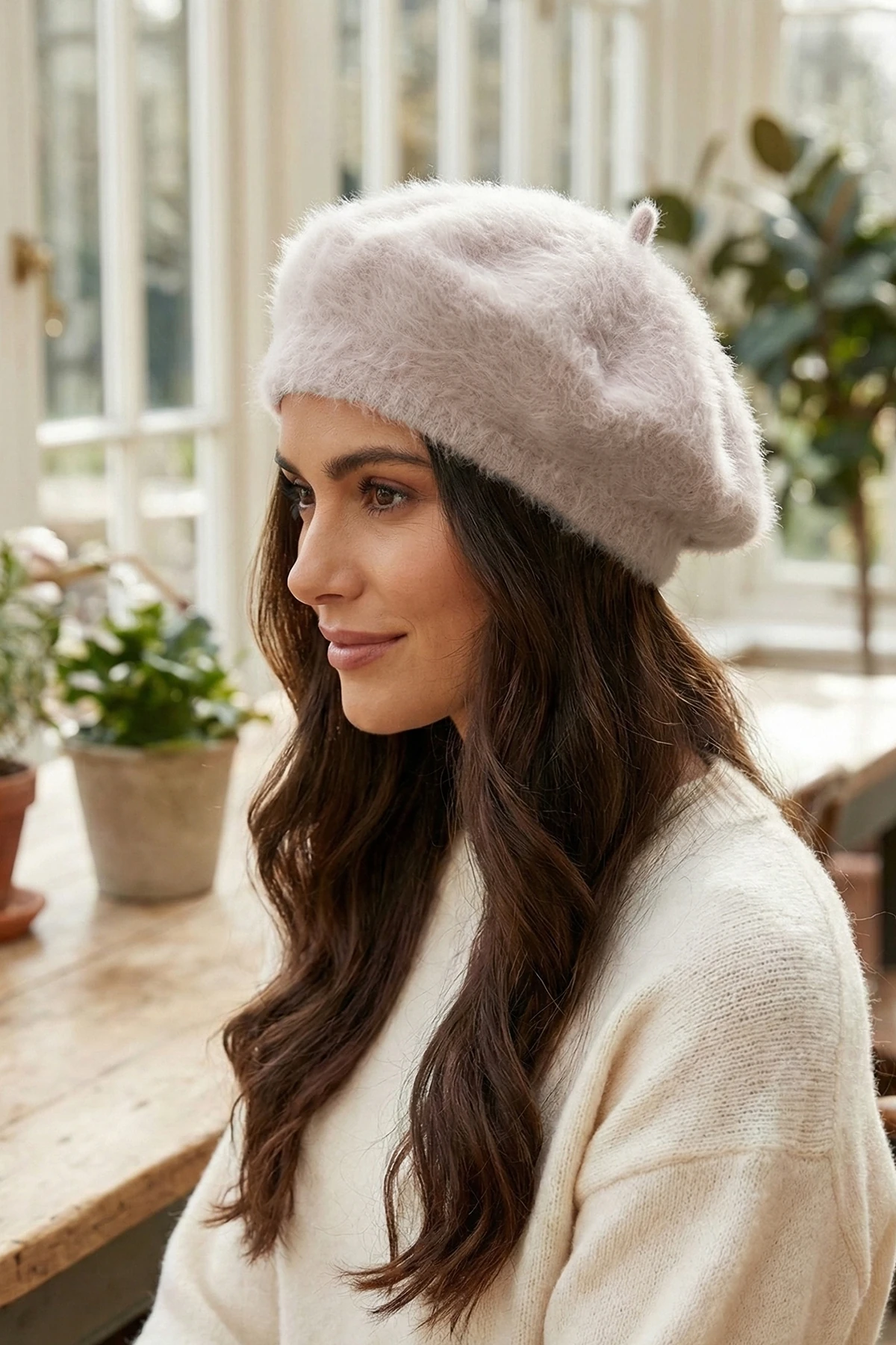 Kürk Peluş Fransız Ressam Beresi - Somon