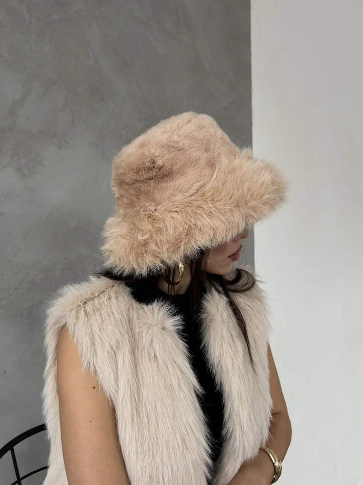 Kürk Yuvarlak Kalpak Şapka Peluş Slavic Şapka - Vizon