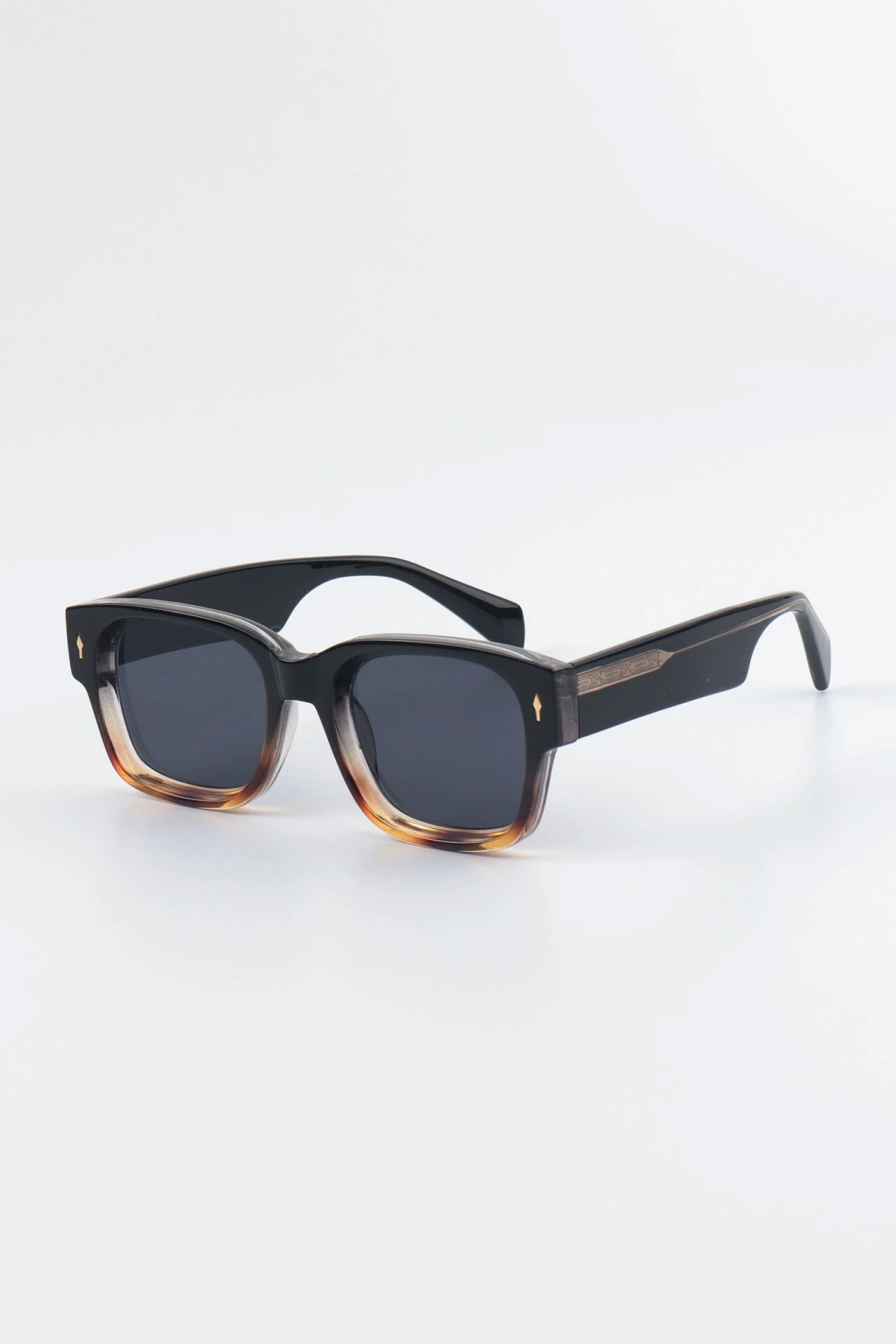 WaPremium Dikdörtgen Asetat Çerçeve Güneş Gözlüğü - Siyah Leopar