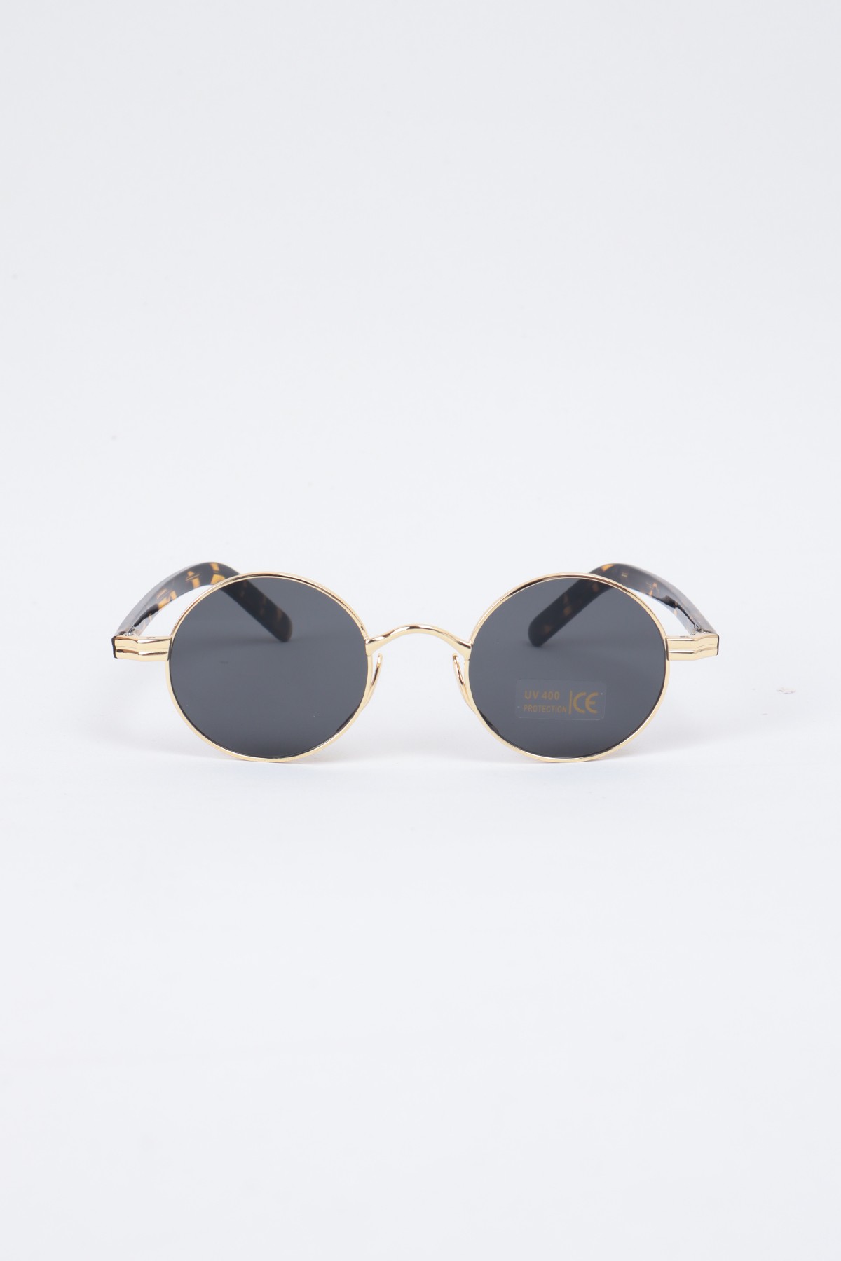 Safari Yuvarlak Tasarım Unisex Güneş Gözlüğü - Gold Siyah
