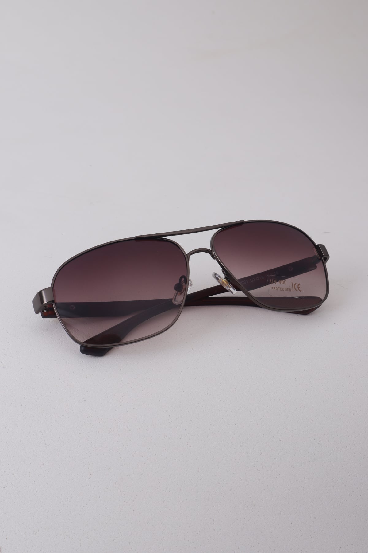 Vintage Damla Metal Tasarım Unisex Güneş Gözlüğü - Kahverengi Cam