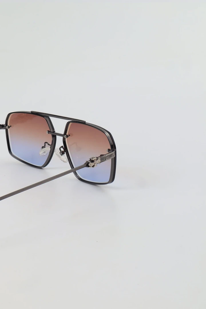 Boris Metal Detaylı Dikdörtgen Güneş Gözlüğü - Kahve Mavi