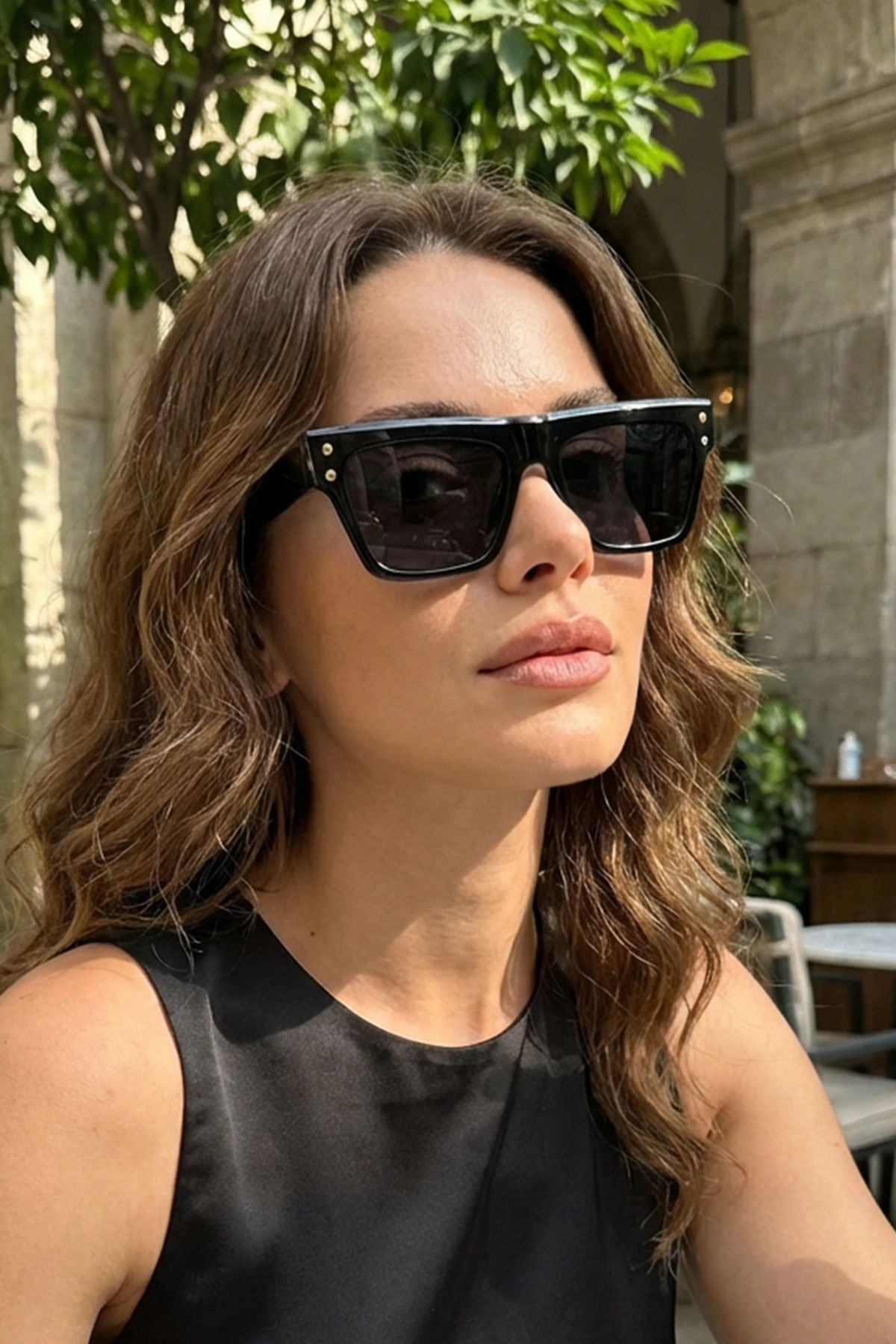 Nulin Kemik Dikdörtgen Güneş Gözlüğü - Siyah