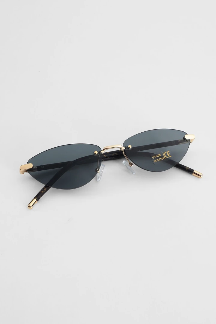 ⭐︎NSH⭐︎eyewear Noah Cateye Çerçevesiz Güneş Gözlüğü - Siyah
