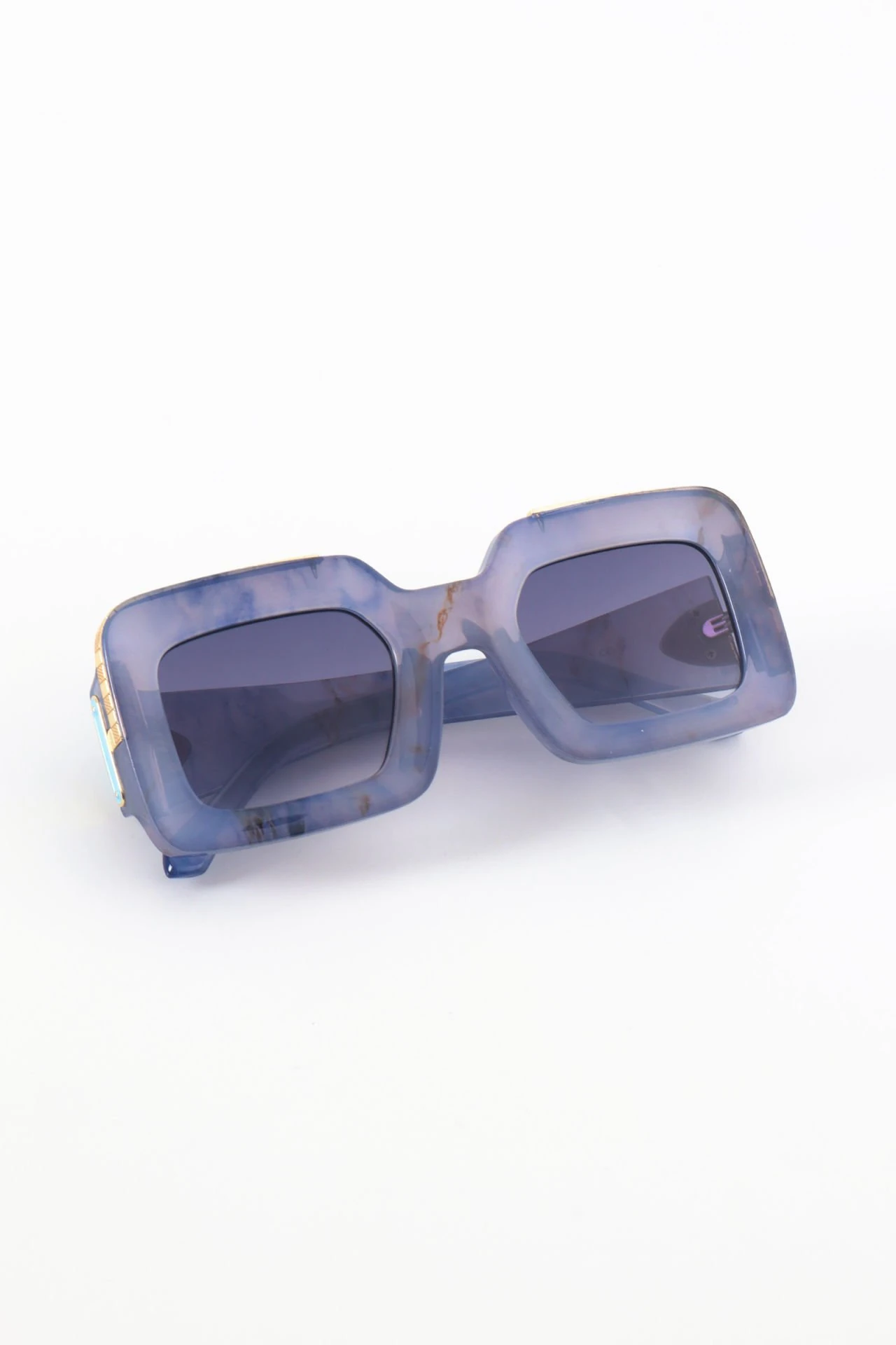 Kare Kemik Lila Mermer Desenli Kadın Güneş Gözlüğü