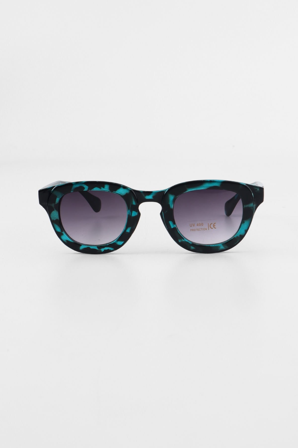 Alpha Oval Kemik Çerçeve Unisex Güneş Gözlüğü - Mavi Leopar
