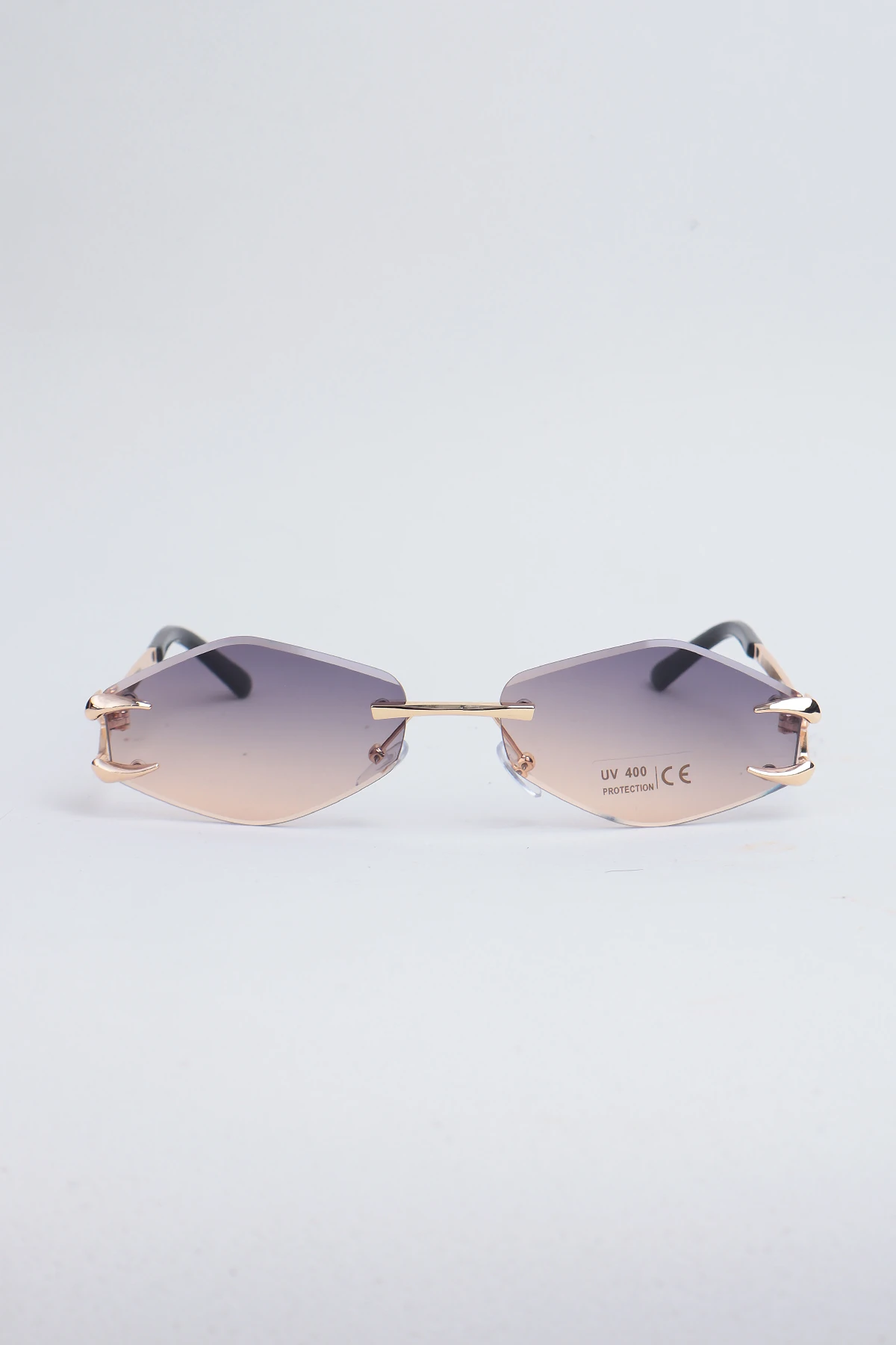 Auroven Çerçevesiz Pençe Detaylı Metal Tasarım Kadın Güneş Gözlüğü - Somon