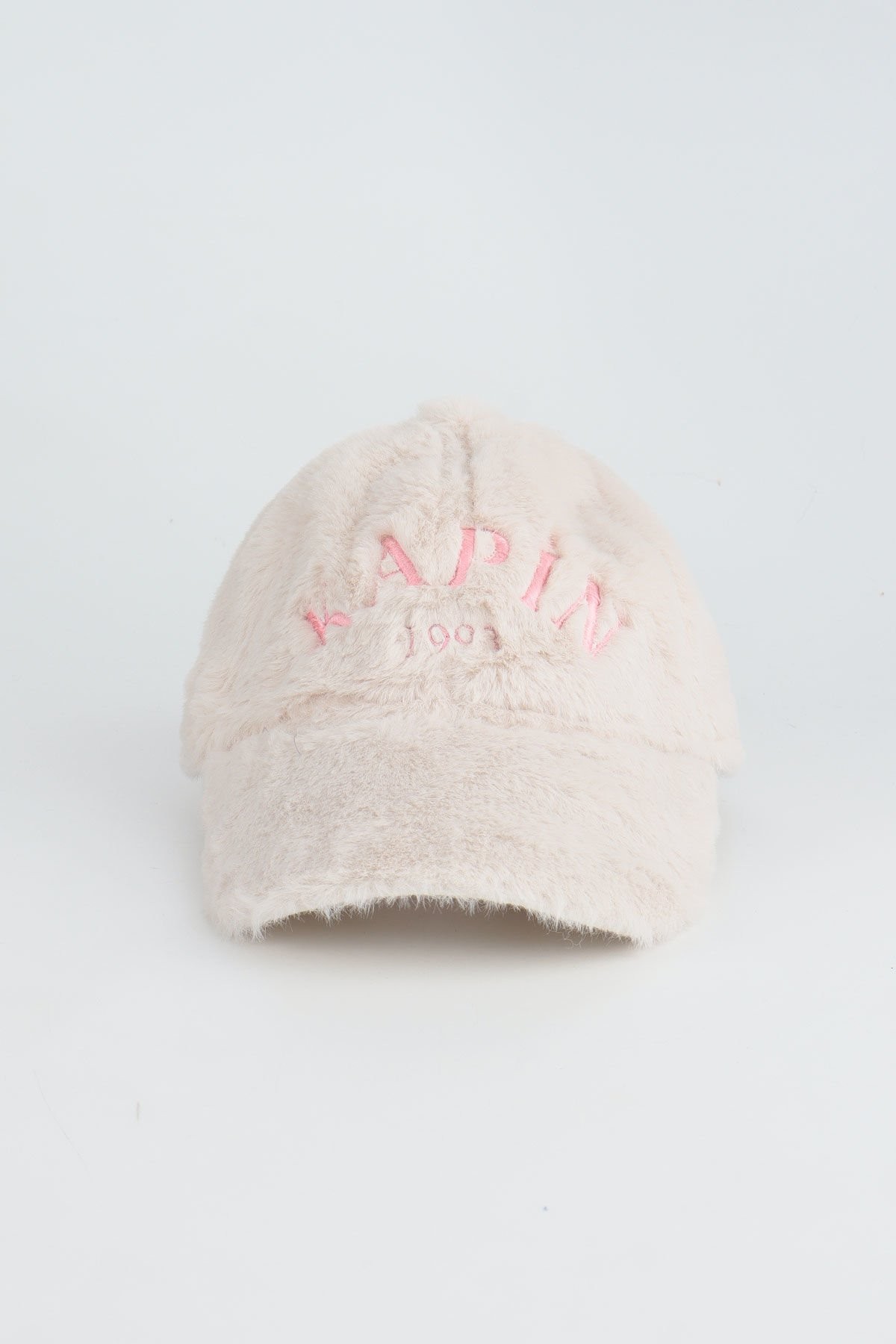 Kapin Kürk Peluş Baseball Cap Şapka - Ekru