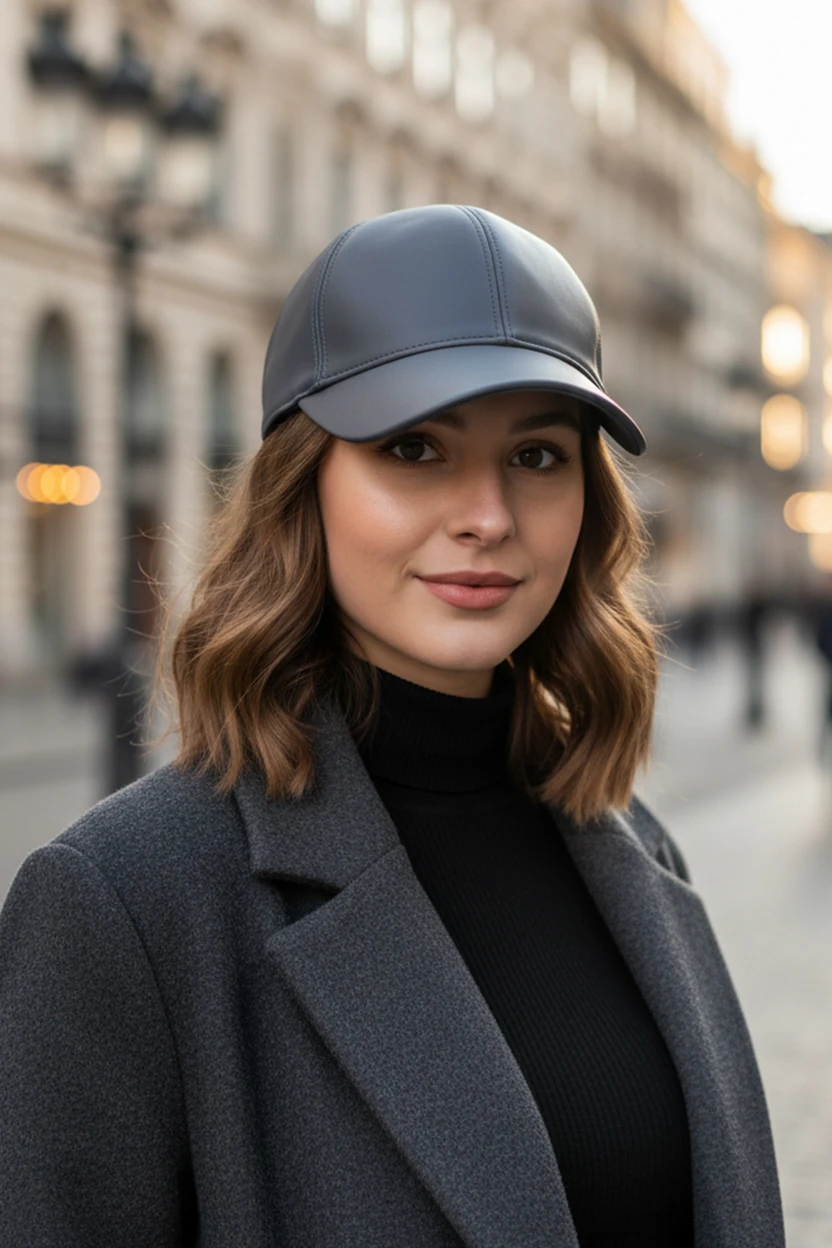 Füme Suni Deri Cap Şapka